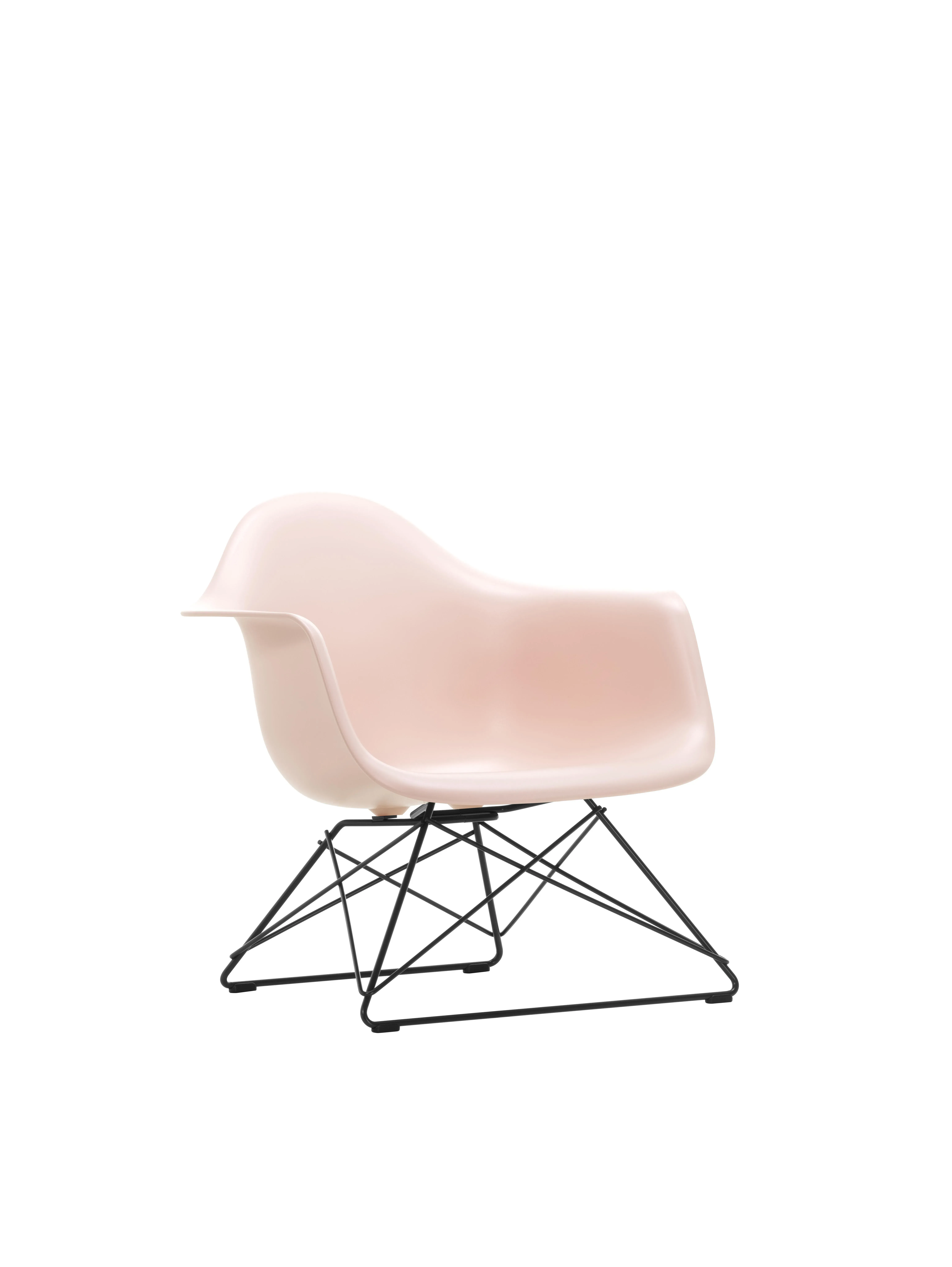 Vitra Fauteuil en plastique Eames LAR  - rose doux RE - noir basique enduit de poudre