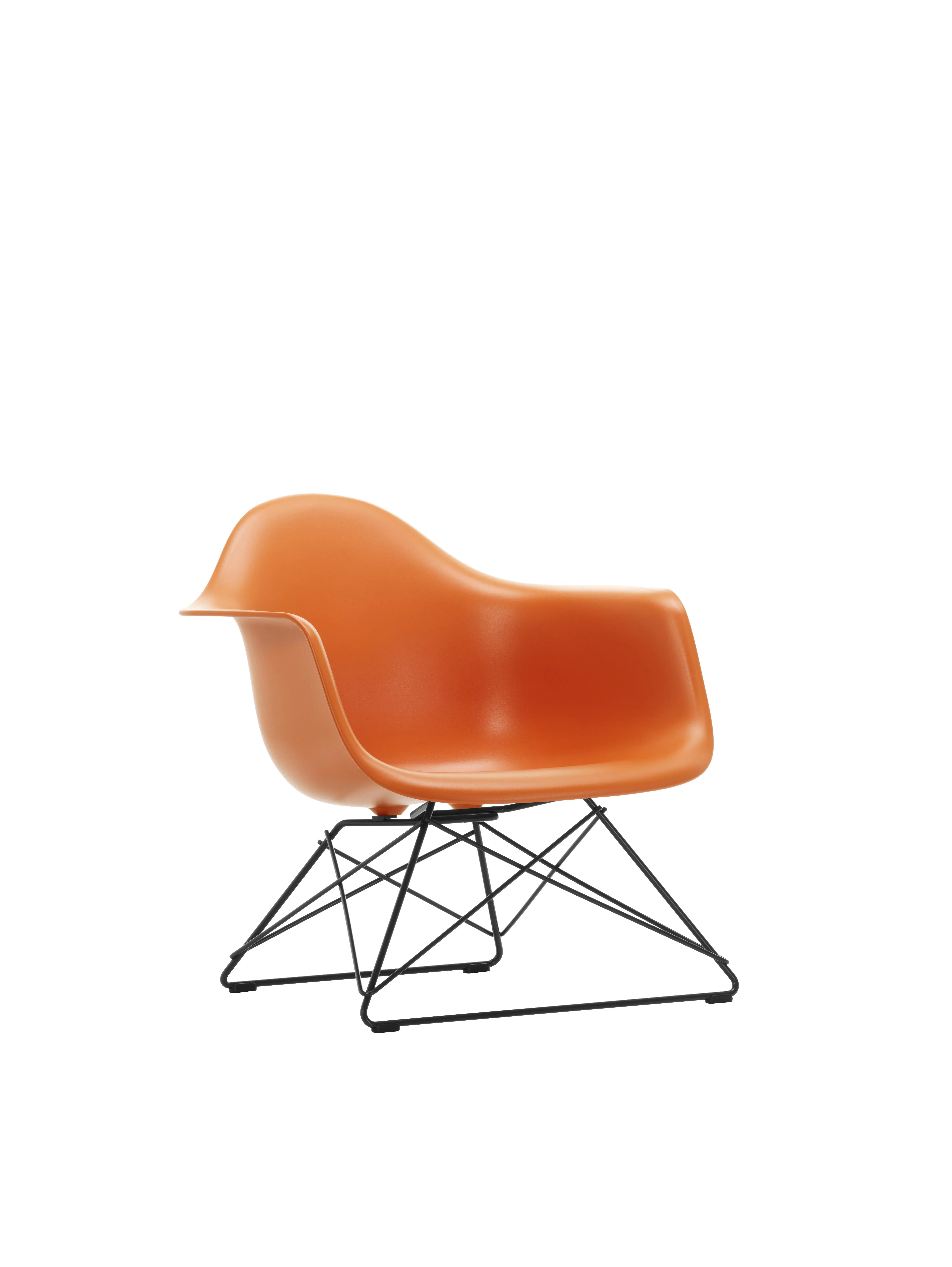Vitra Fauteuil en plastique Eames LAR  - orange rouille RE - noir basique enduit de poudre
