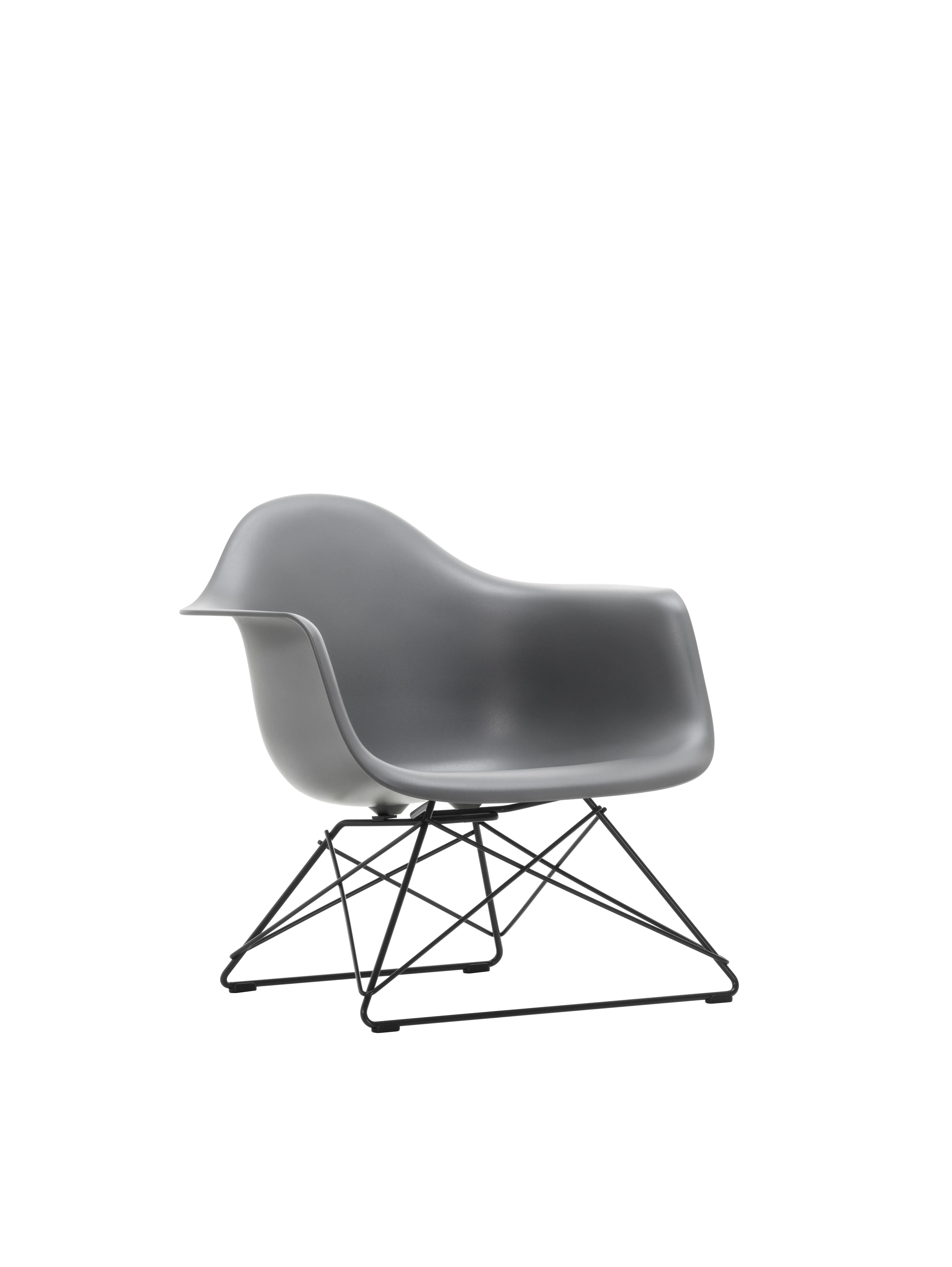 Vitra Fauteuil en plastique Eames LAR  - gris granit RE - noir basique enduit de poudre