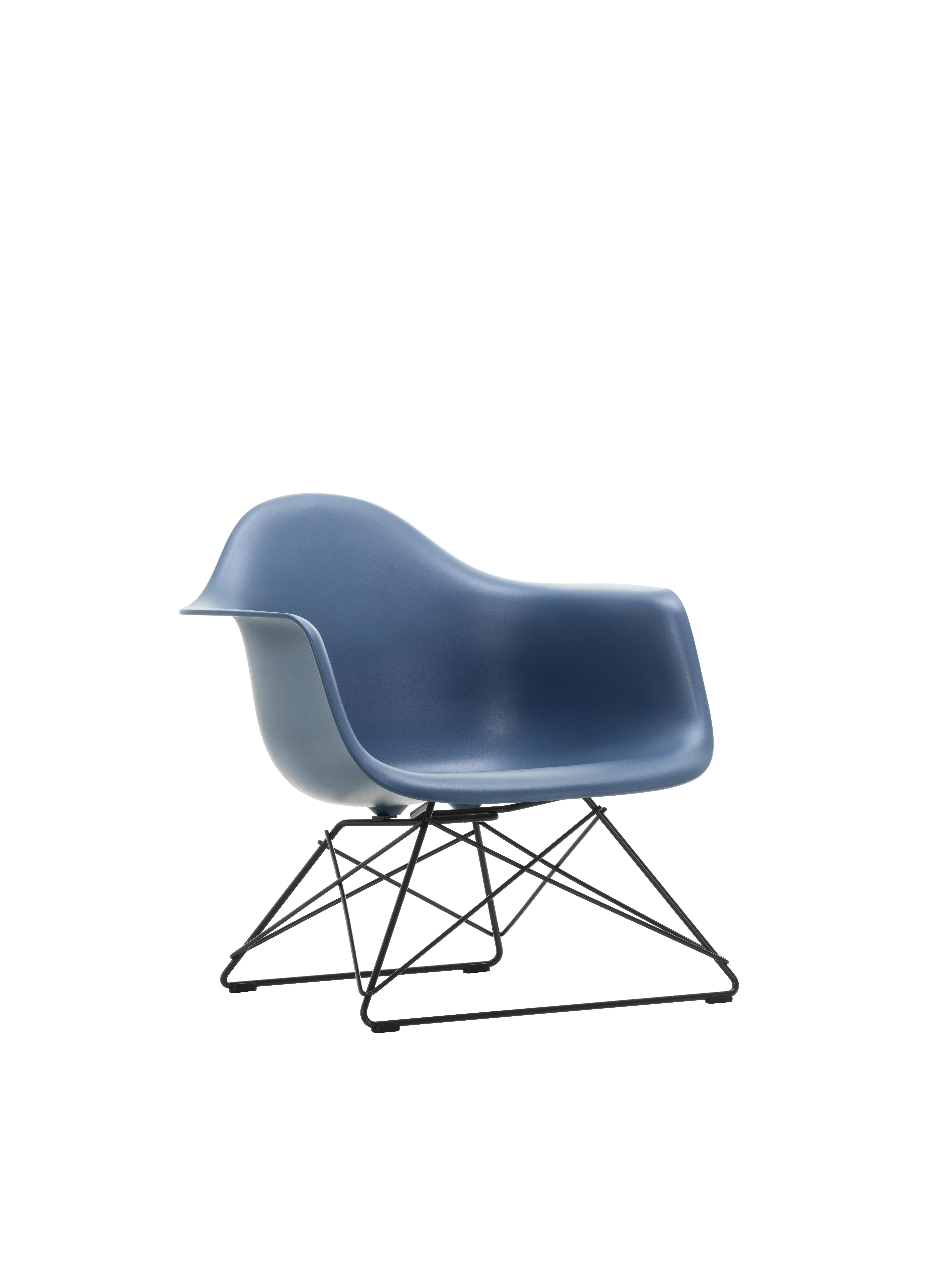 Vitra Fauteuil en plastique Eames LAR  - bleu marin RE - noir basique enduit de poudre
