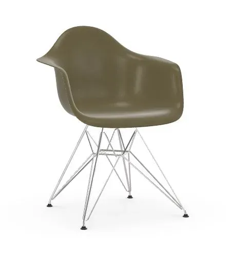 Vitra Chaise Eames en fibre de verre DAR - Raw Umber - chrome brillant
