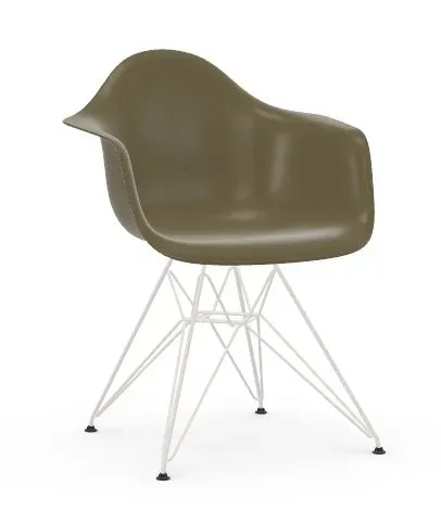 Vitra Chaise Eames en fibre de verre DAR - Raw Umber - blanc