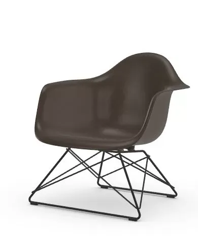 Vitra Chaise Eames en fibre de verre LAR - Elephant Hide Grey - noir basique enduit de poudre