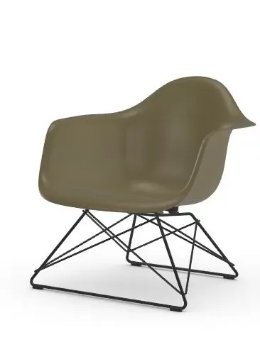 Vitra Chaise Eames en fibre de verre LAR - Raw Umber - noir basique enduit de poudre