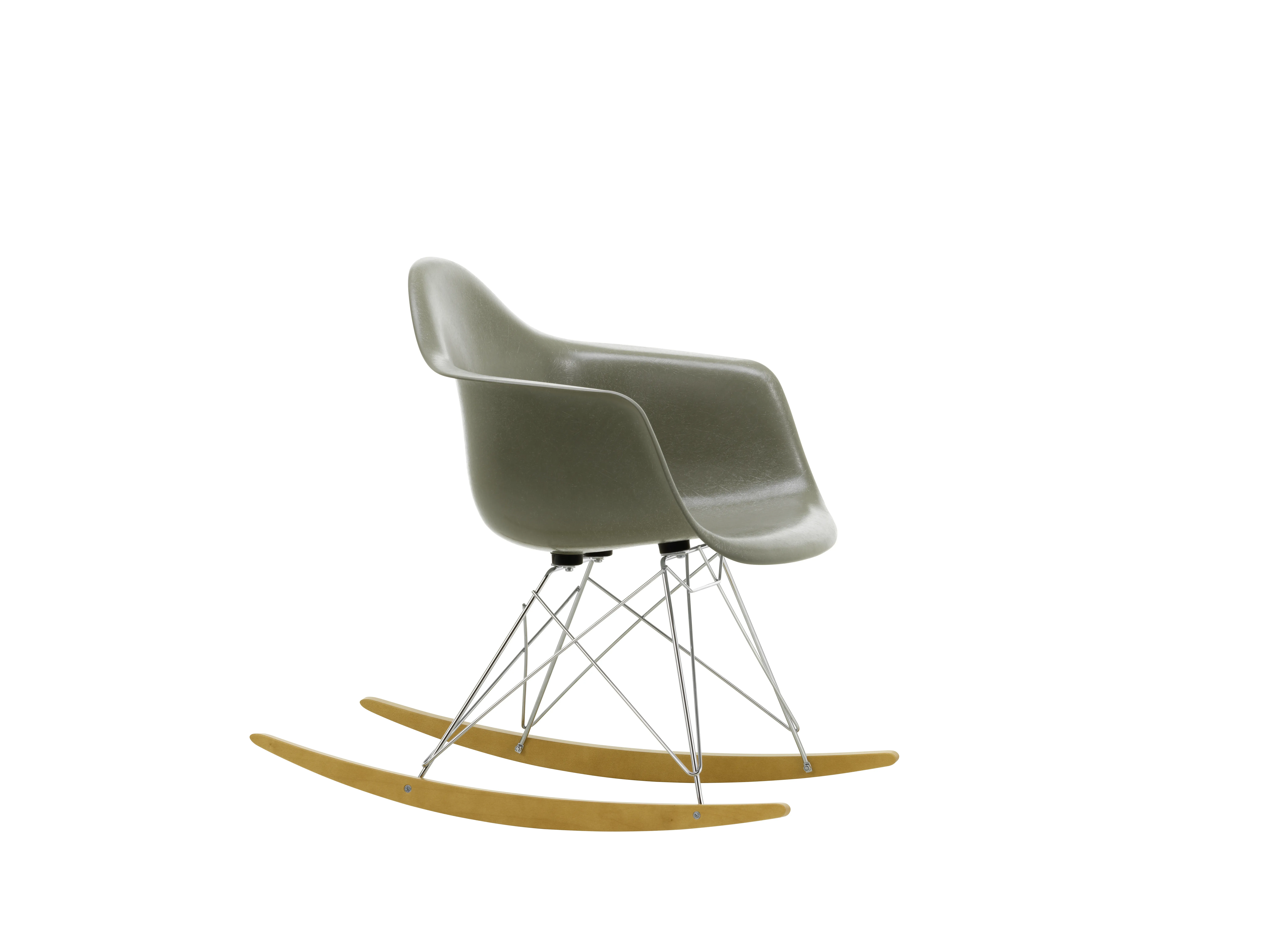 Vitra Chaise Eames en fibre de verre RAR - Raw Umber - chrome brillant - Érable jaune