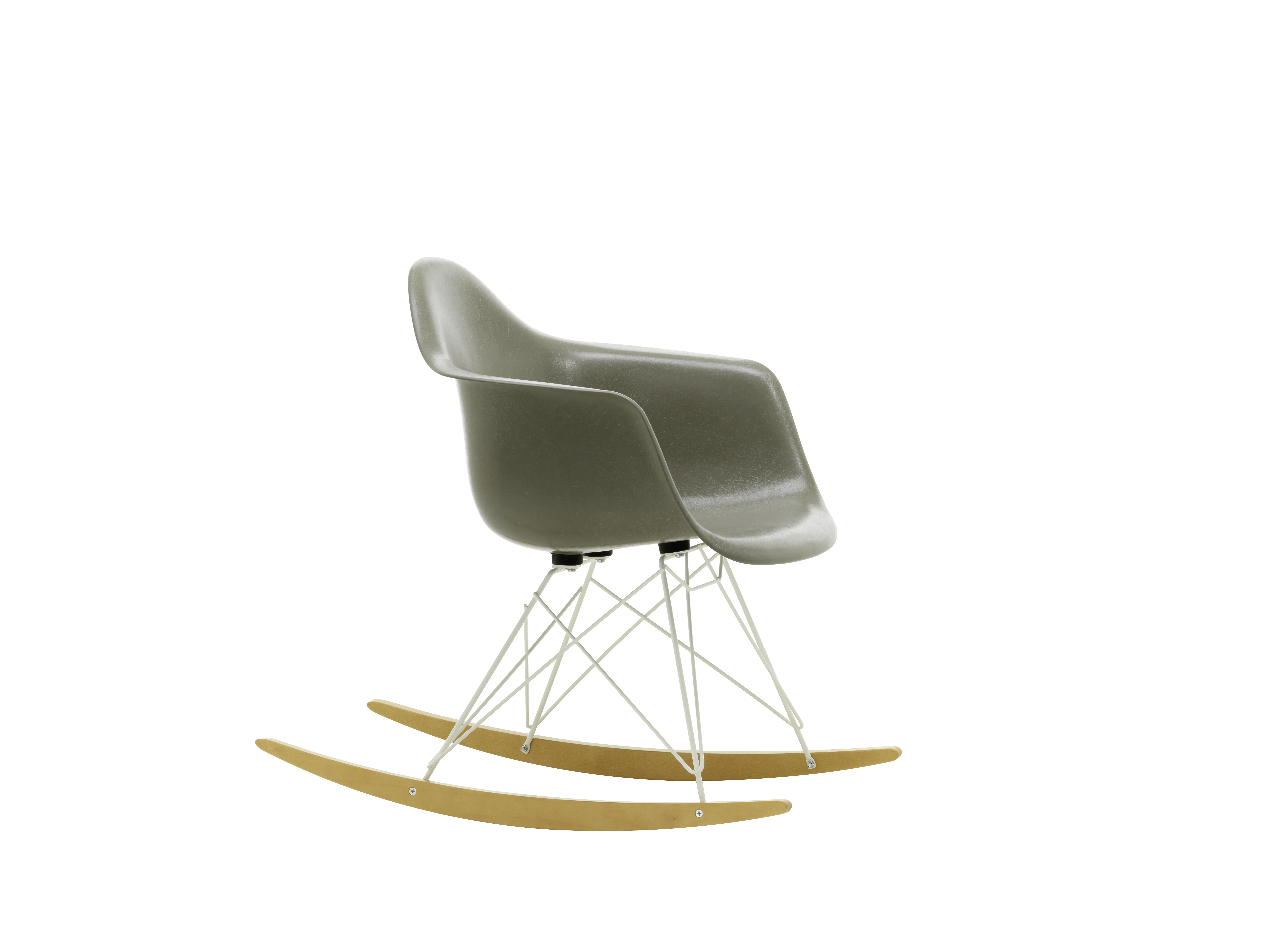 Vitra Chaise Eames en fibre de verre RAR - Raw Umber - blanc - Érable jaune