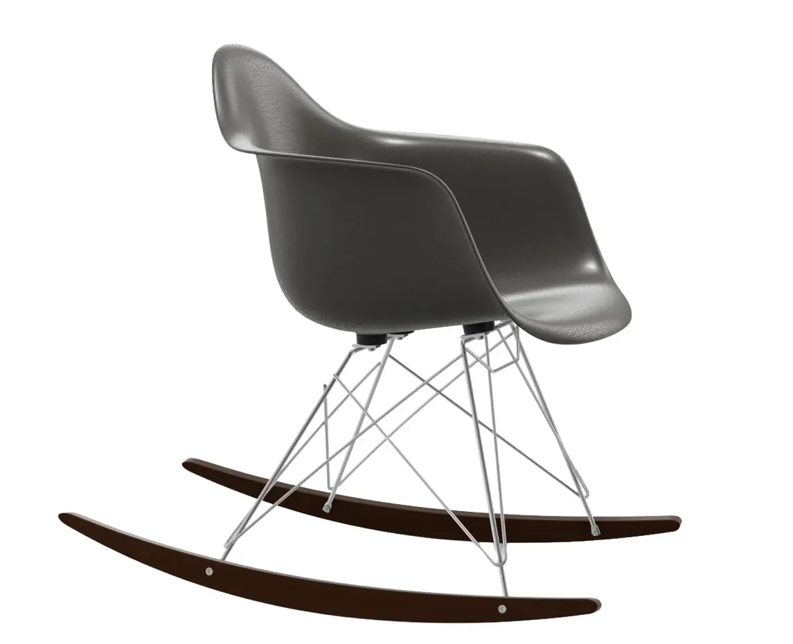 Vitra Chaise Eames en fibre de verre RAR - Elephant Hide Grey - chrome brillant - Érable foncé