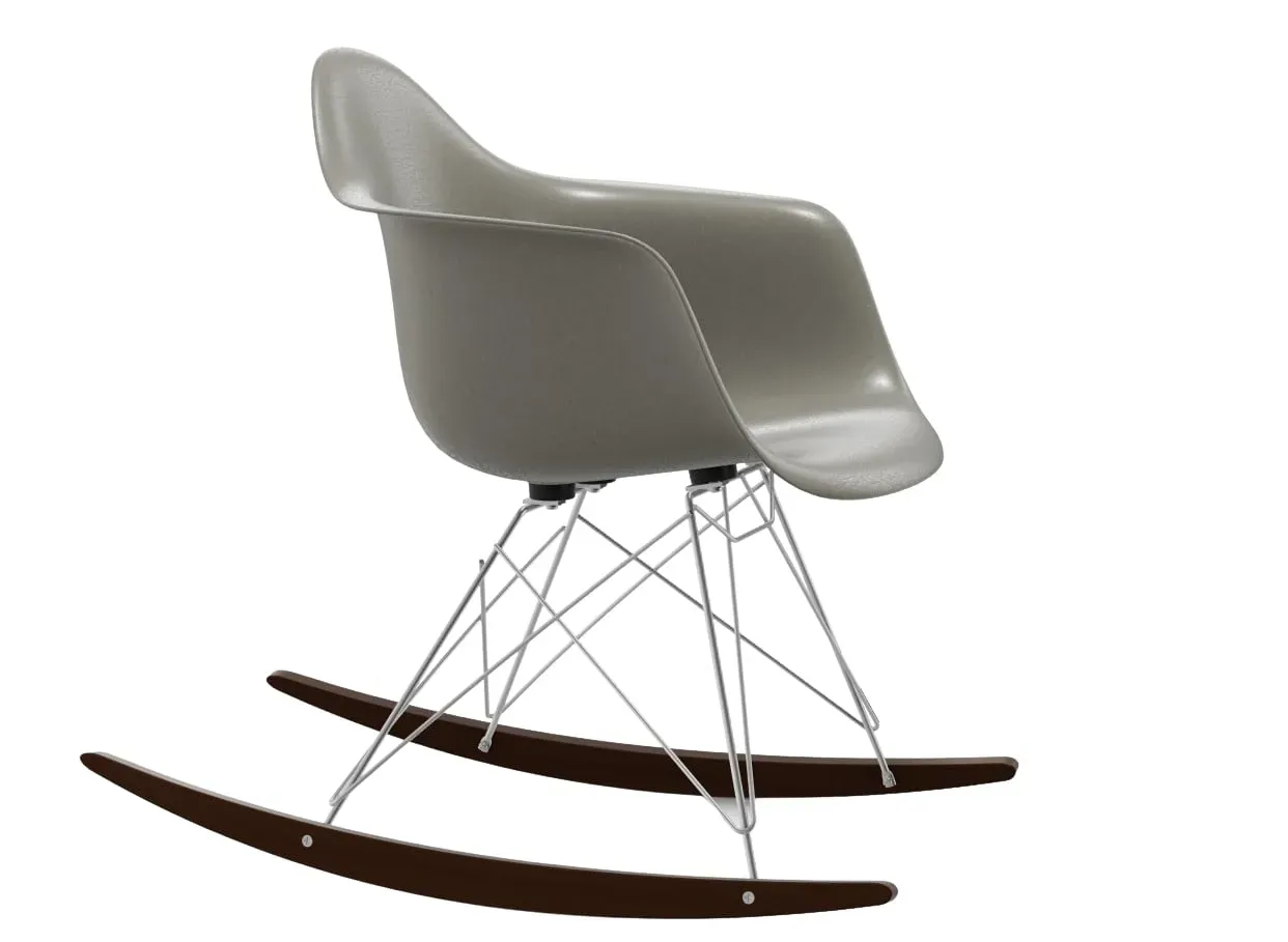 Vitra Chaise Eames en fibre de verre RAR - Raw Umber - chrome brillant - Érable foncé