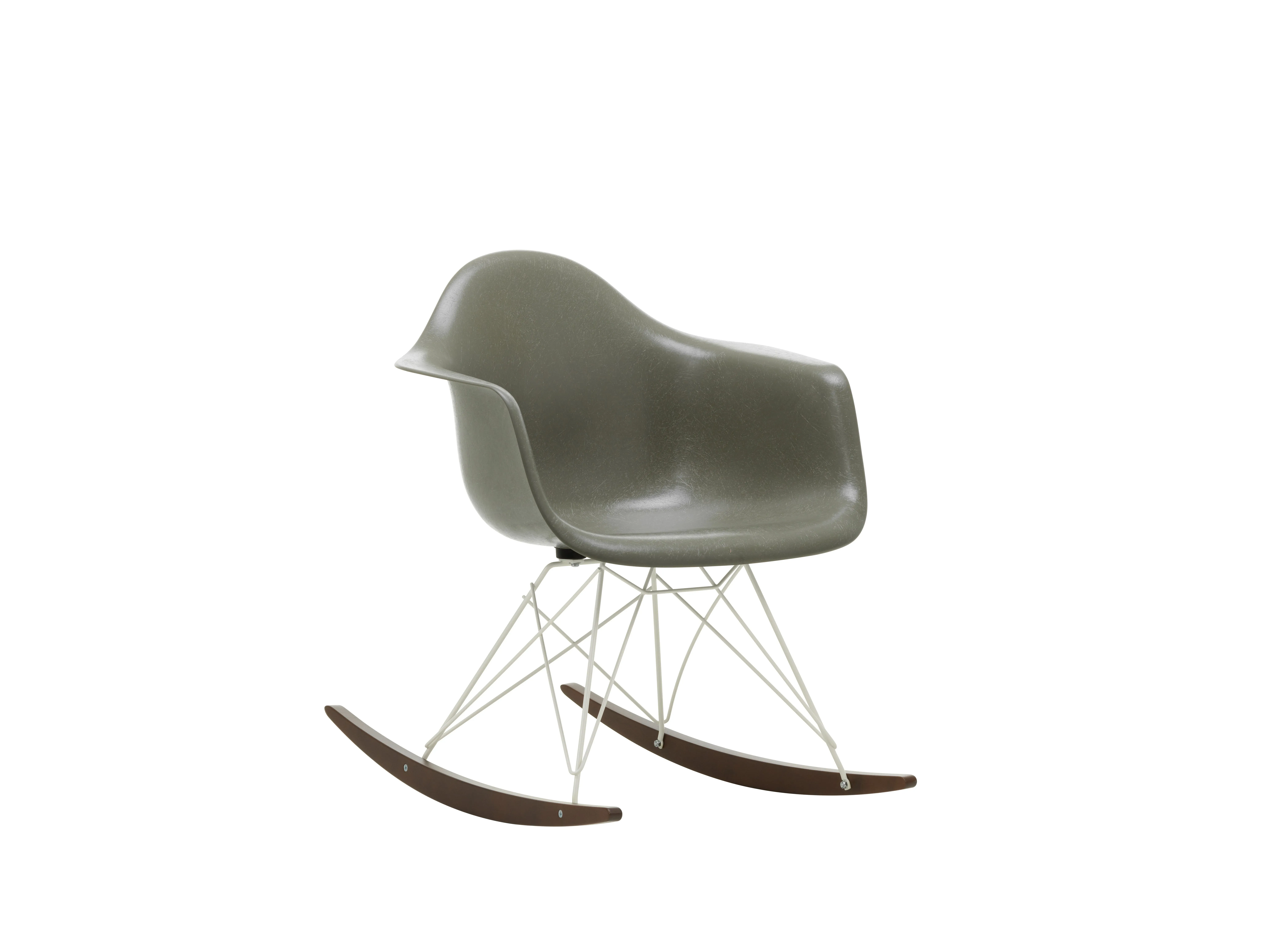 Vitra Chaise Eames en fibre de verre RAR - Raw Umber - blanc - Érable foncé