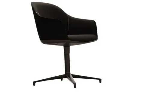 Vitra Chaise Softshell base quatre étoiles - Plano nero - noir basique enduit de poudre