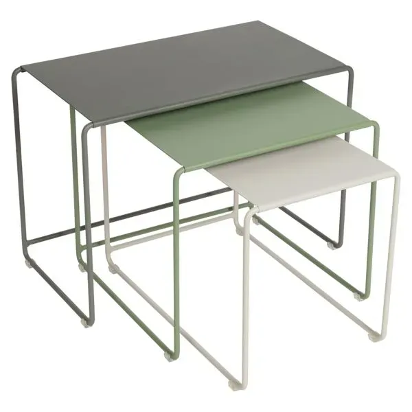 Fermob Tables gigognes Oulala / Set de 3  - romarin/cactus/gris argile