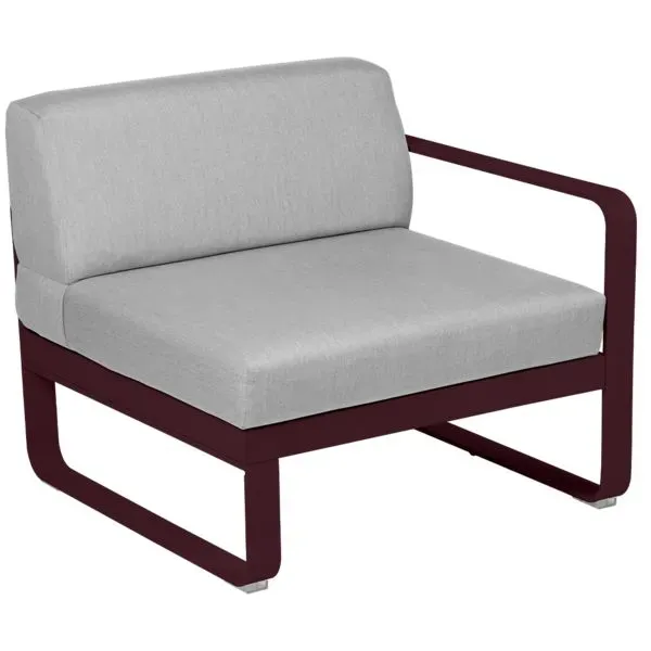 Fermob Fauteuil modulable droite BELLEVIE - B9 cerise noire - gris flanelle