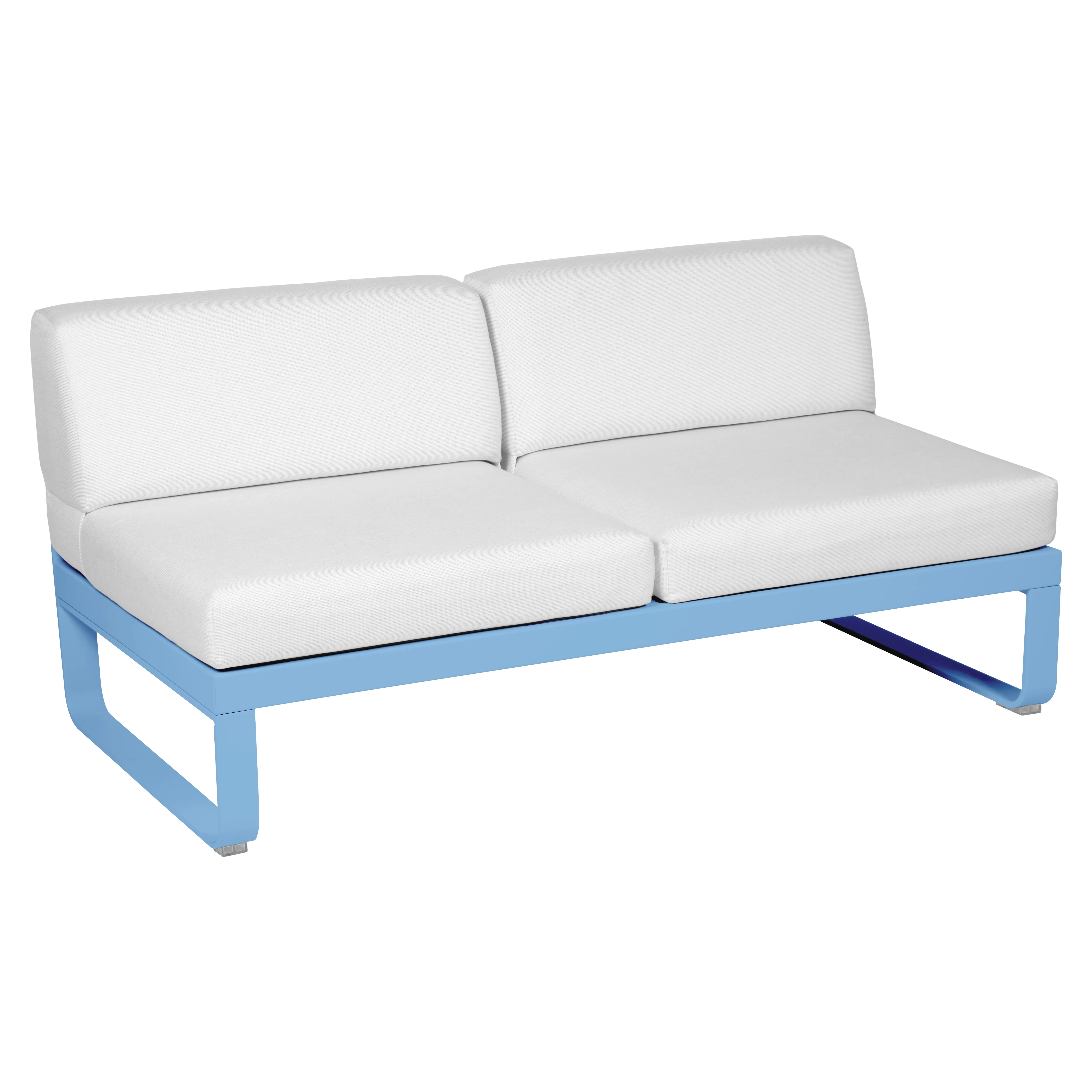 Fermob Canapé 2 places modulable centre BELLEVIE - E1 bleu-maya - blanc grisé