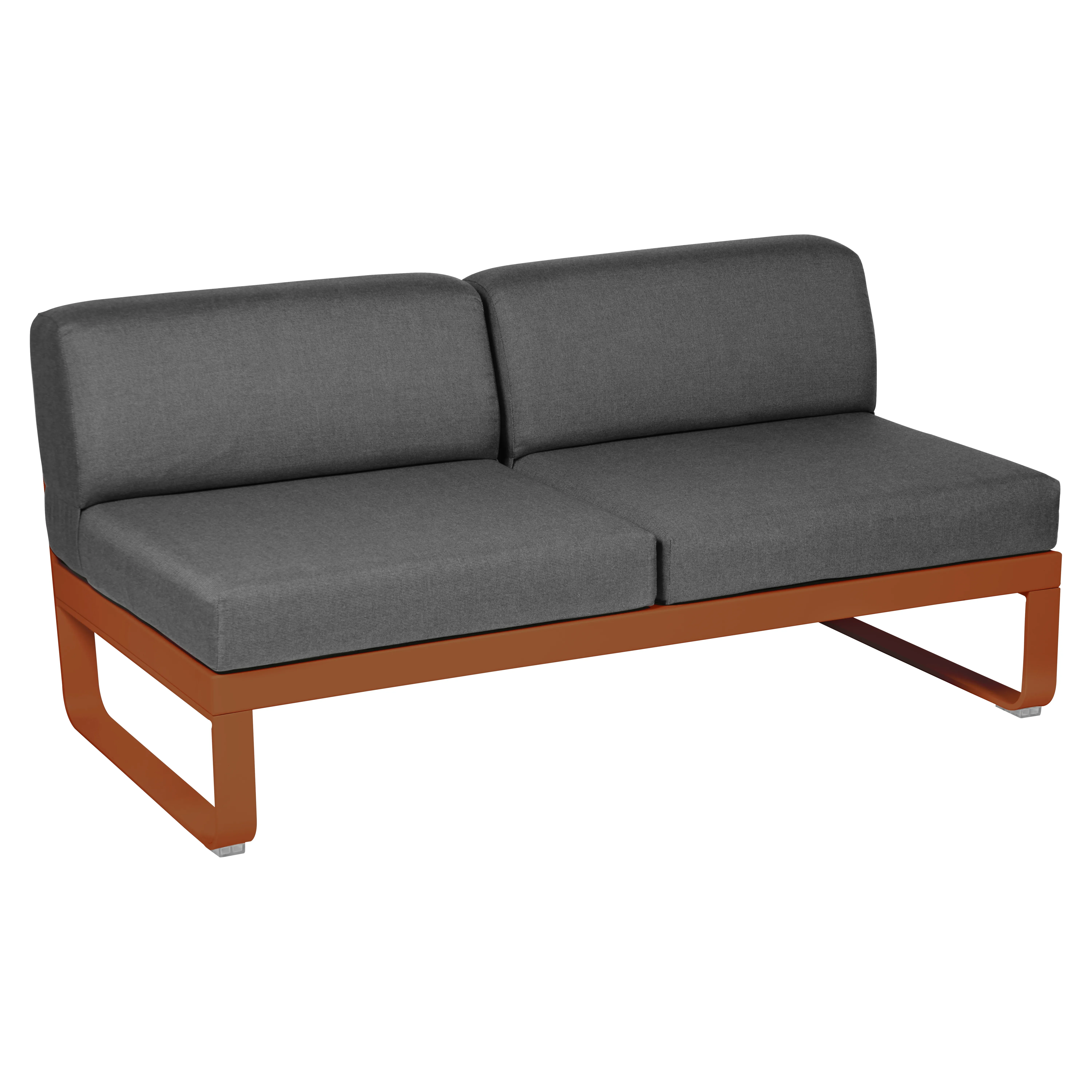 Fermob Canapé 2 places modulable centre BELLEVIE - E2 orange confite - gris graphite