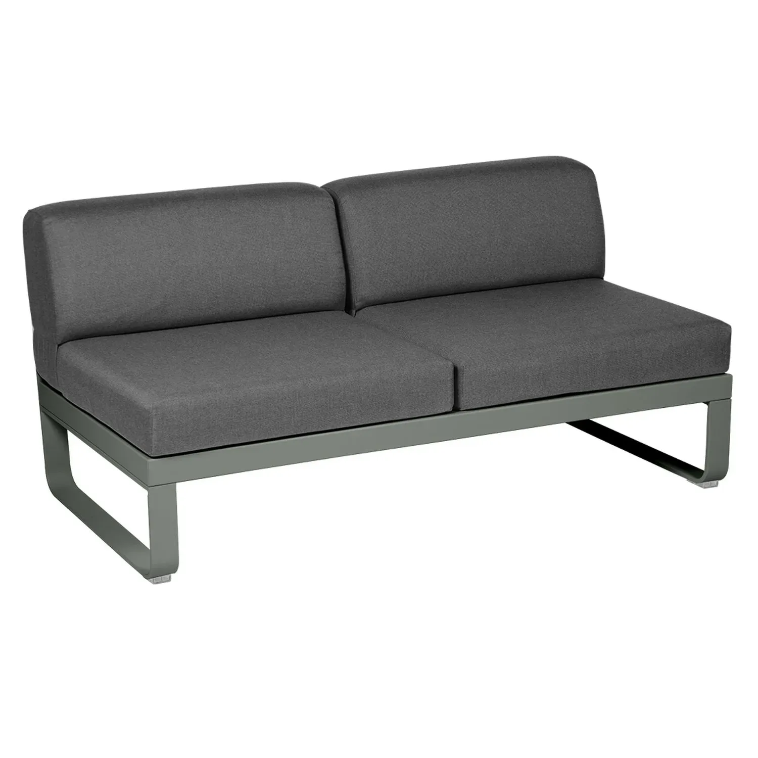 Fermob Canapé 2 places modulable centre BELLEVIE - 48 romarin mat - gris graphite