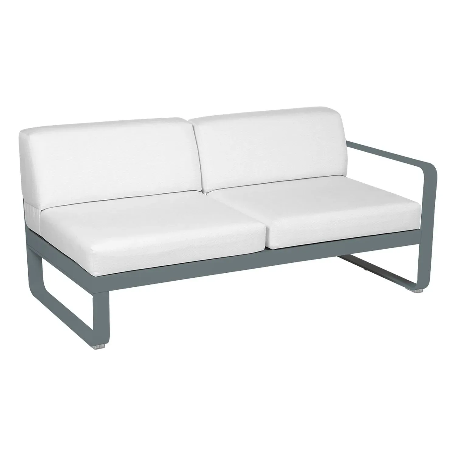 Fermob Canapé 2 places modulable droite BELLEVIE - 26 gris orage - blanc grisé