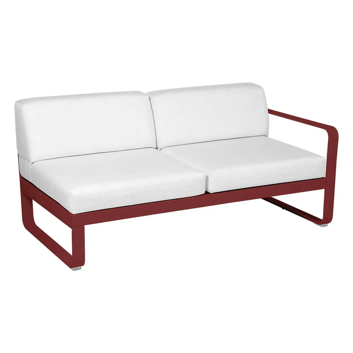 Fermob Canapé 2 places modulable droite BELLEVIE - 43 piment - blanc grisé