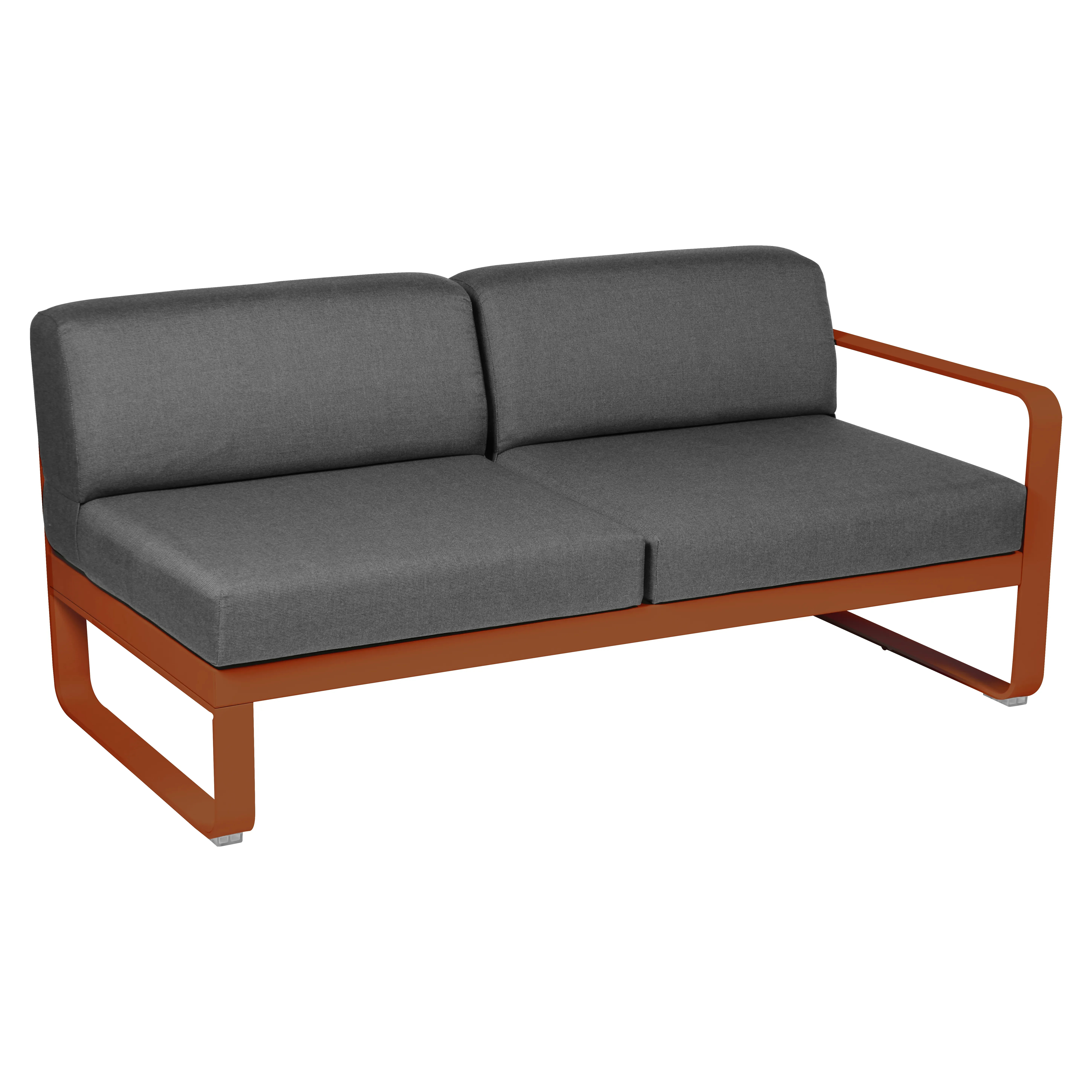 Fermob Canapé 2 places modulable droite BELLEVIE - E2 orange confite - gris graphite