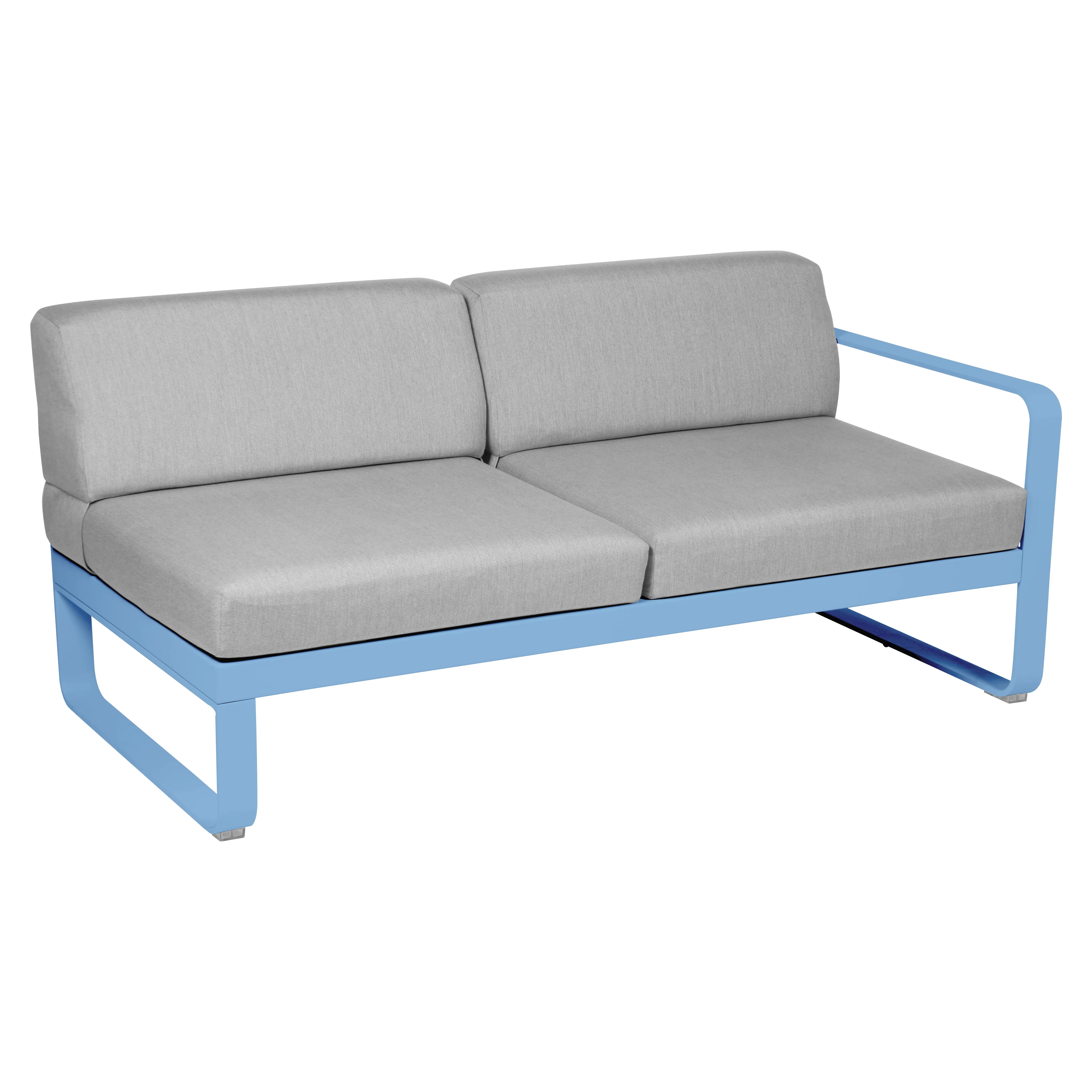Fermob Canapé 2 places modulable droite BELLEVIE - E1 bleu-maya - gris flanelle
