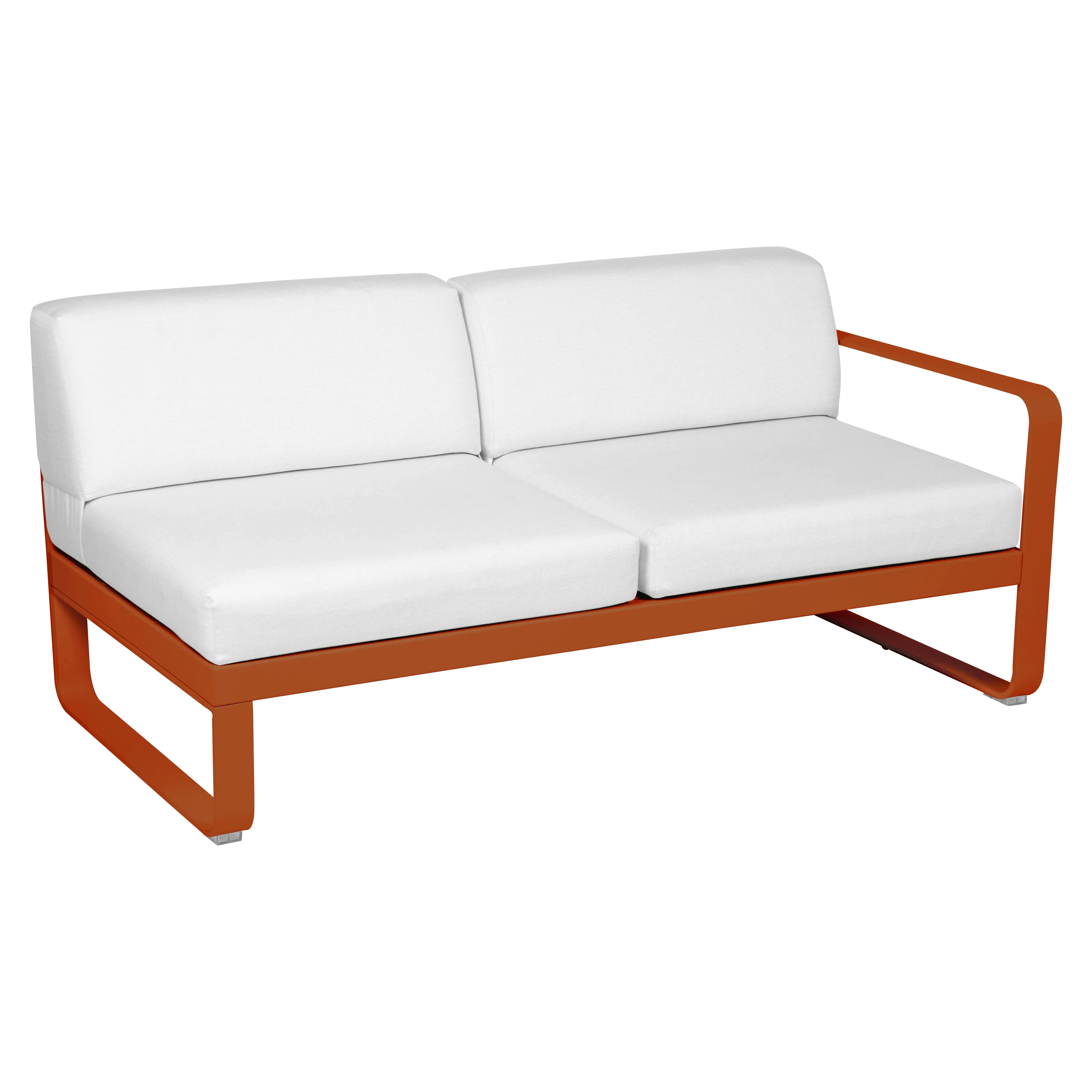 Fermob Canapé 2 places modulable droite BELLEVIE - E2 orange confite - blanc grisé