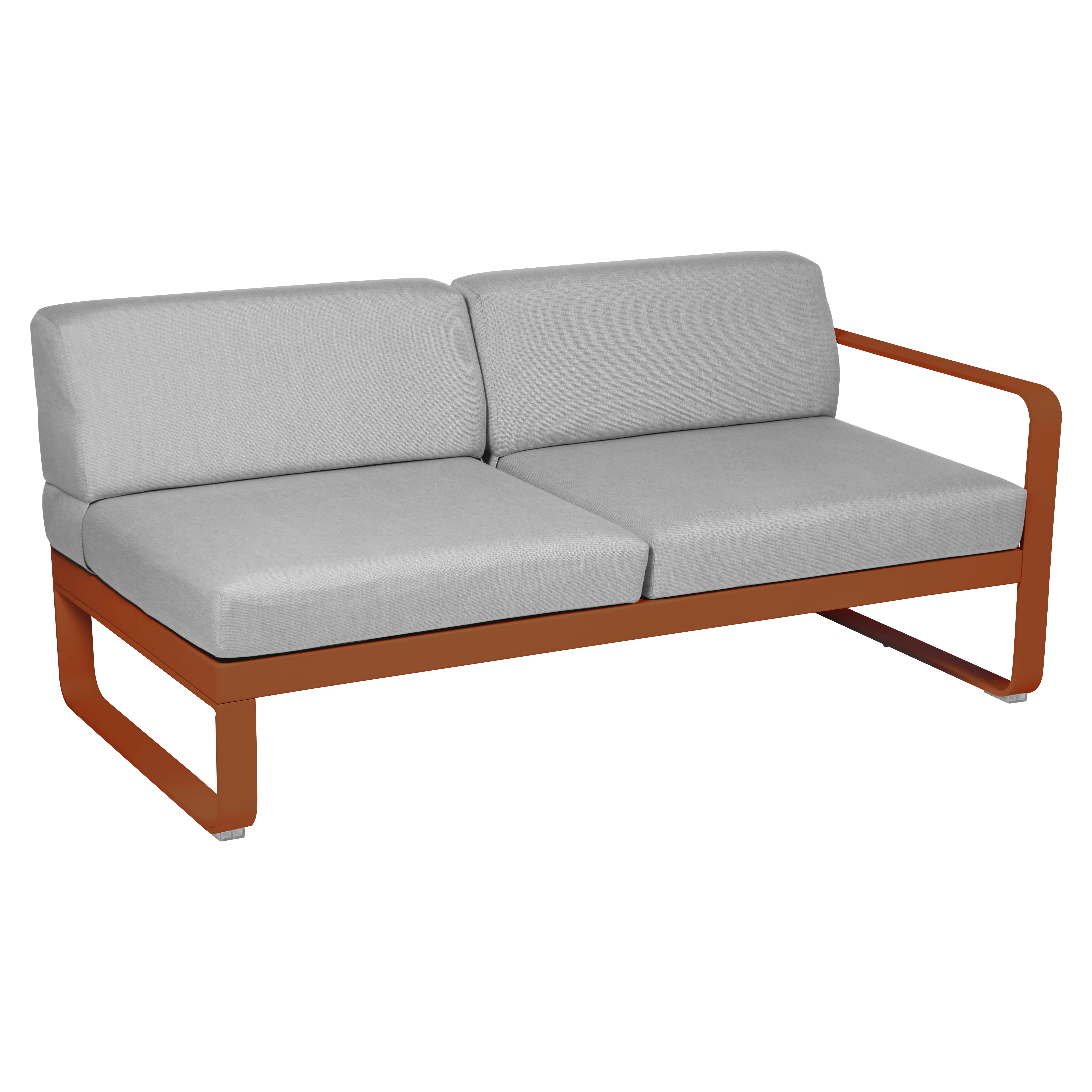 Fermob Canapé 2 places modulable droite BELLEVIE - E2 orange confite - gris flanelle
