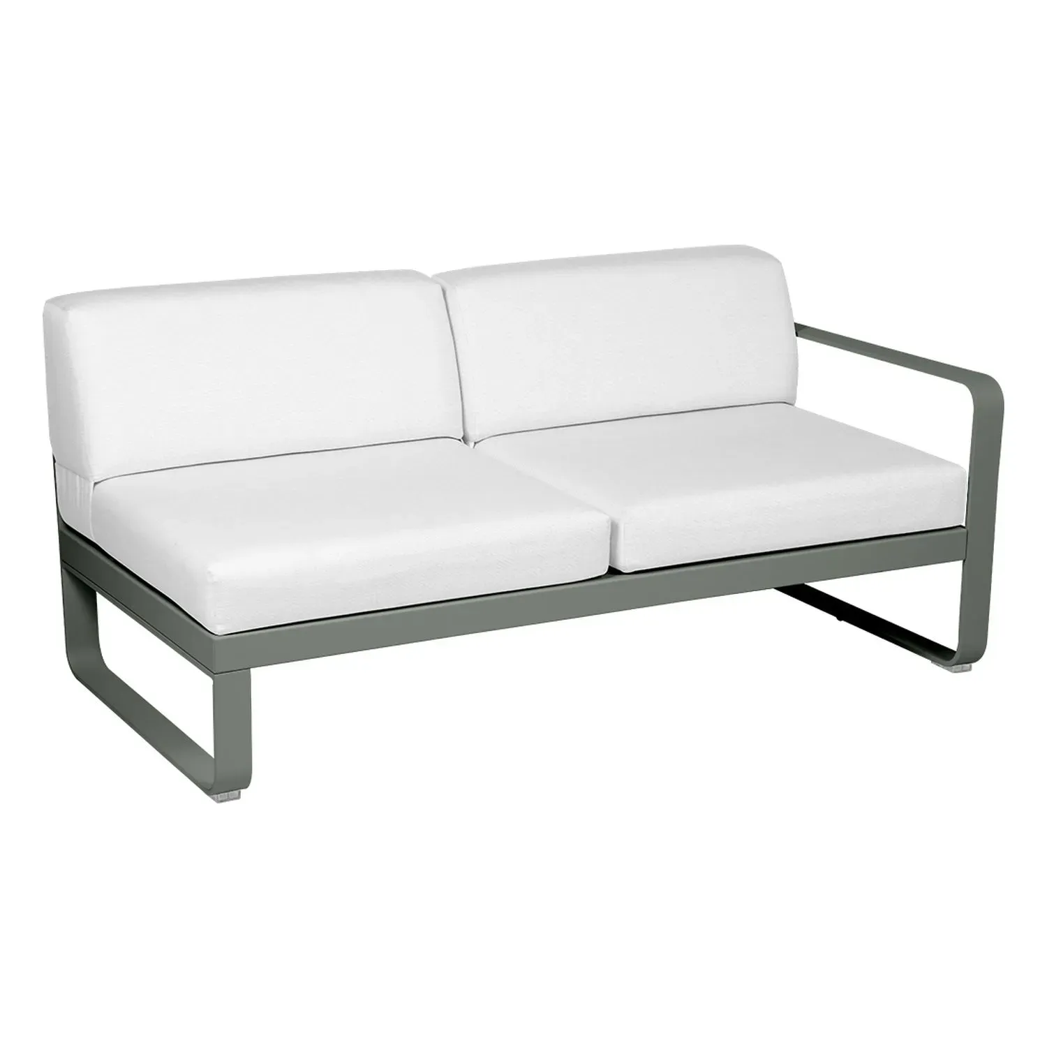 Fermob Canapé 2 places modulable droite BELLEVIE - 48 romarin mat - blanc grisé
