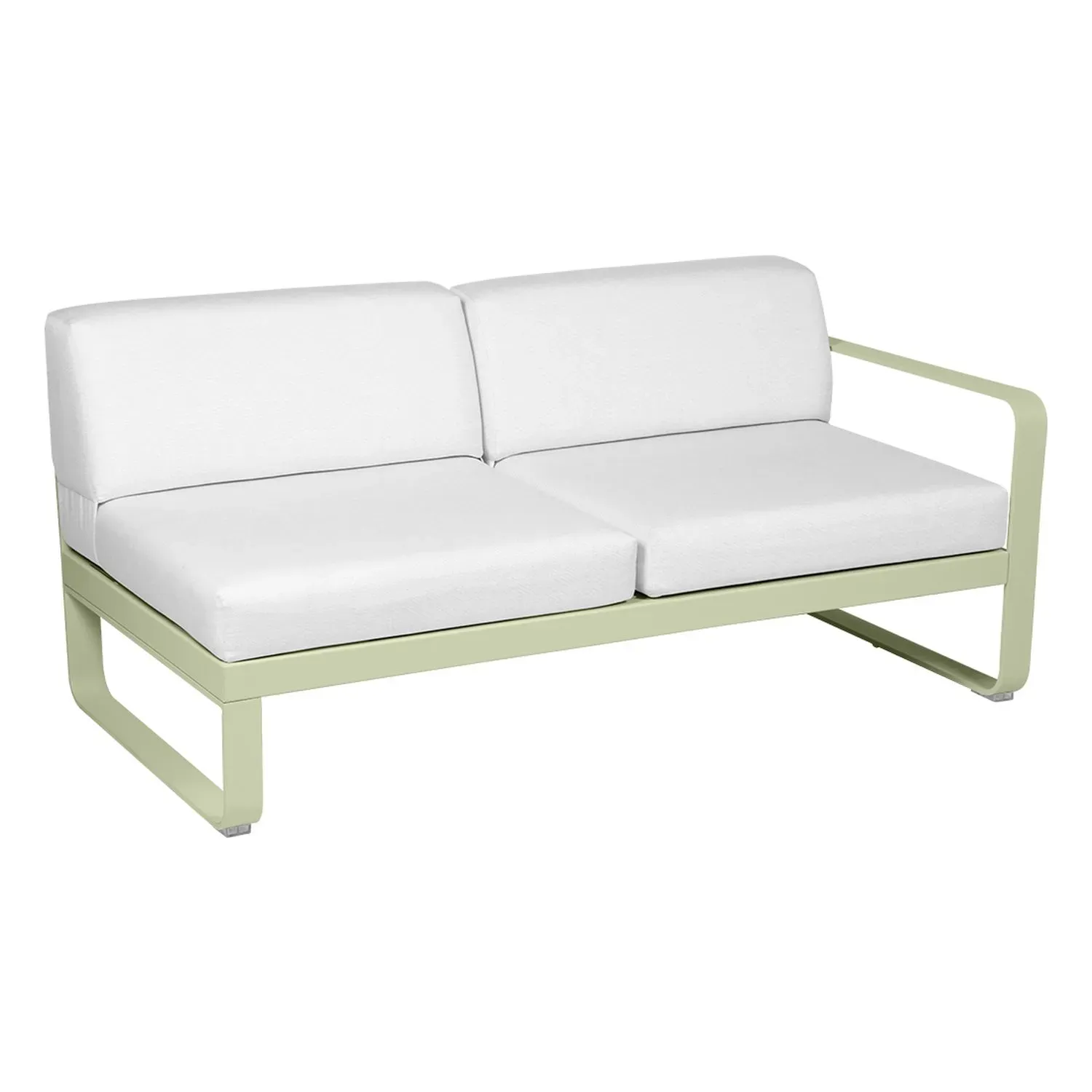 Fermob Canapé 2 places modulable droite BELLEVIE - 65 vert tilleul - blanc grisé