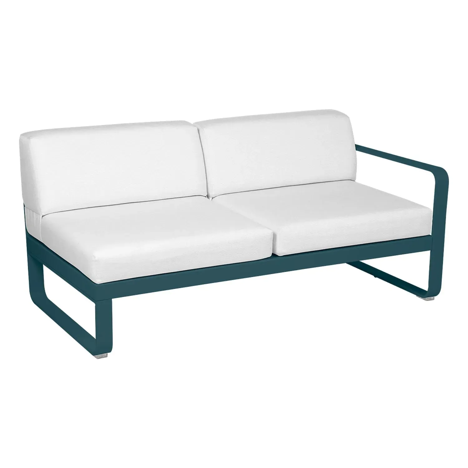 Fermob Canapé 2 places modulable droite BELLEVIE - 21 bleu acapulco - blanc grisé