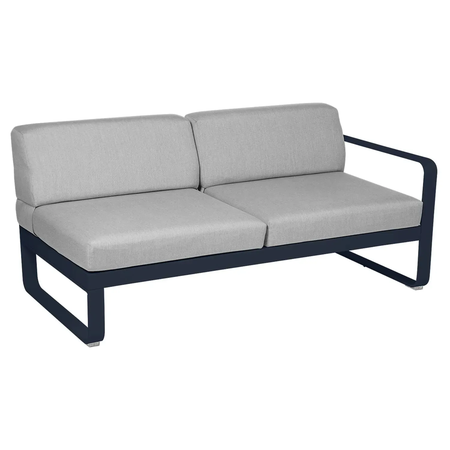 Fermob Canapé 2 places modulable droite BELLEVIE - 92 bleu abysse - gris flanelle