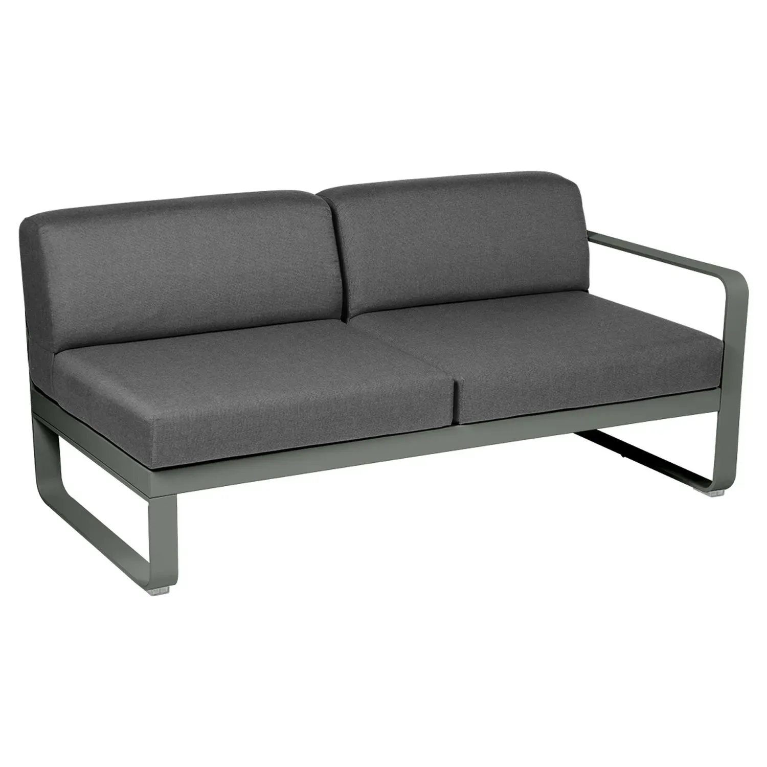 Fermob Canapé 2 places modulable droite BELLEVIE - 48 romarin mat - gris graphite