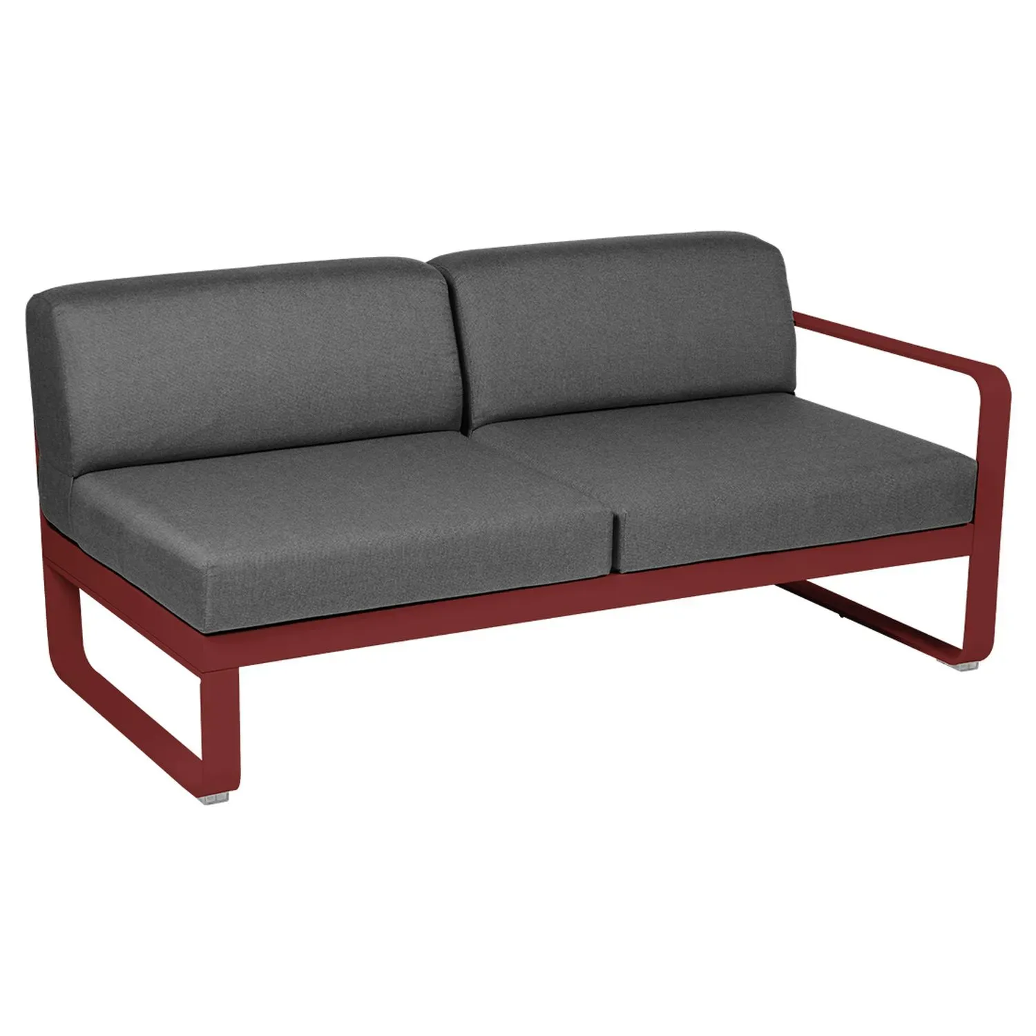 Fermob Canapé 2 places modulable droite BELLEVIE - 43 piment - gris graphite