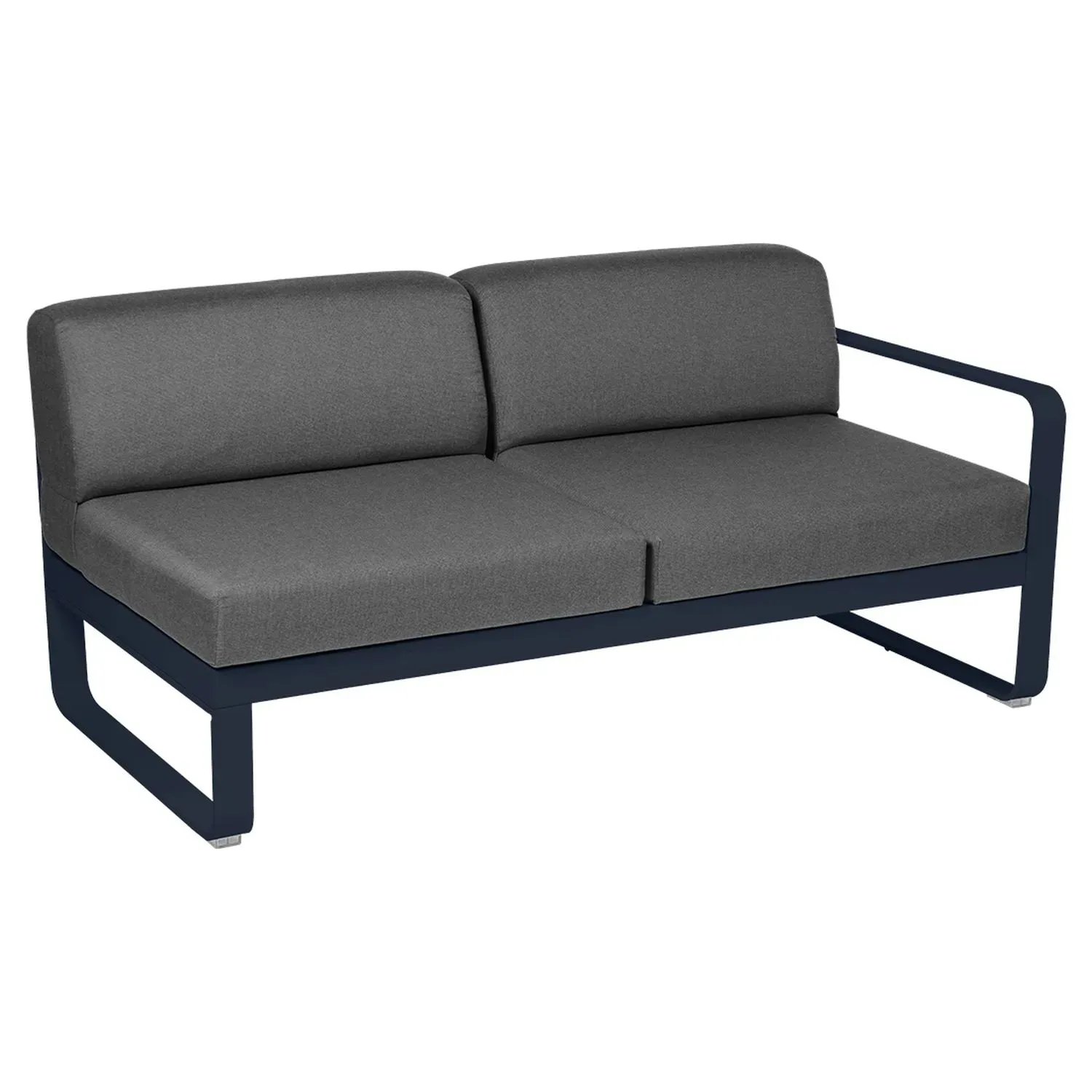 Fermob Canapé 2 places modulable droite BELLEVIE - 92 bleu abysse - gris graphite