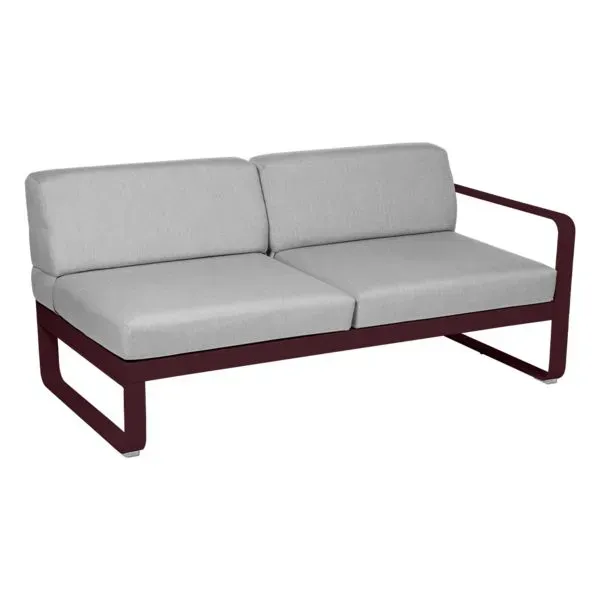 Fermob Canapé 2 places modulable droite BELLEVIE - B9 cerise noire - gris flanelle