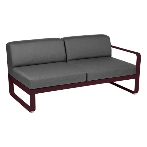 Fermob Canapé 2 places modulable droite BELLEVIE - B9 cerise noire - gris graphite