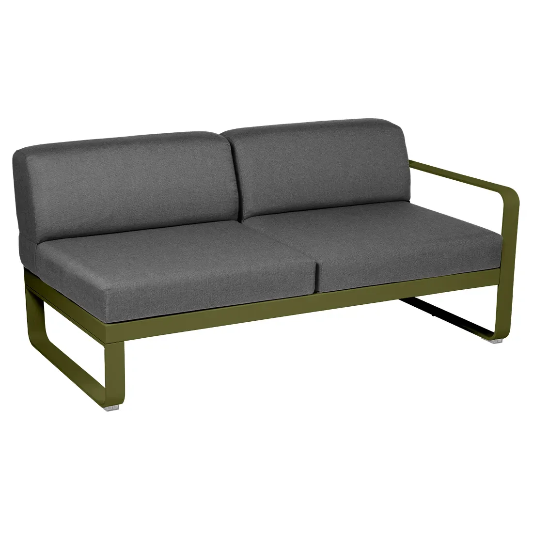 Fermob Canapé 2 places modulable droite BELLEVIE - D3 Pesto - gris graphite