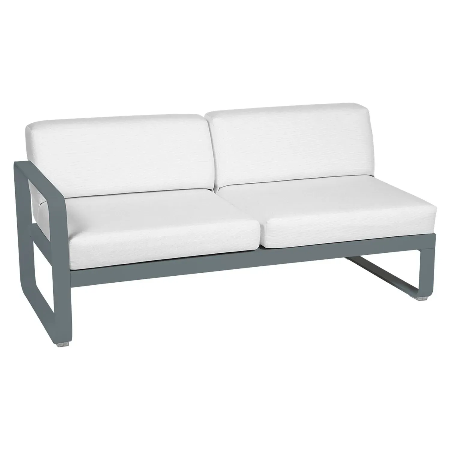 Fermob Canapé 2 places modulable gauche BELLEVIE - 26 gris orage - blanc grisé