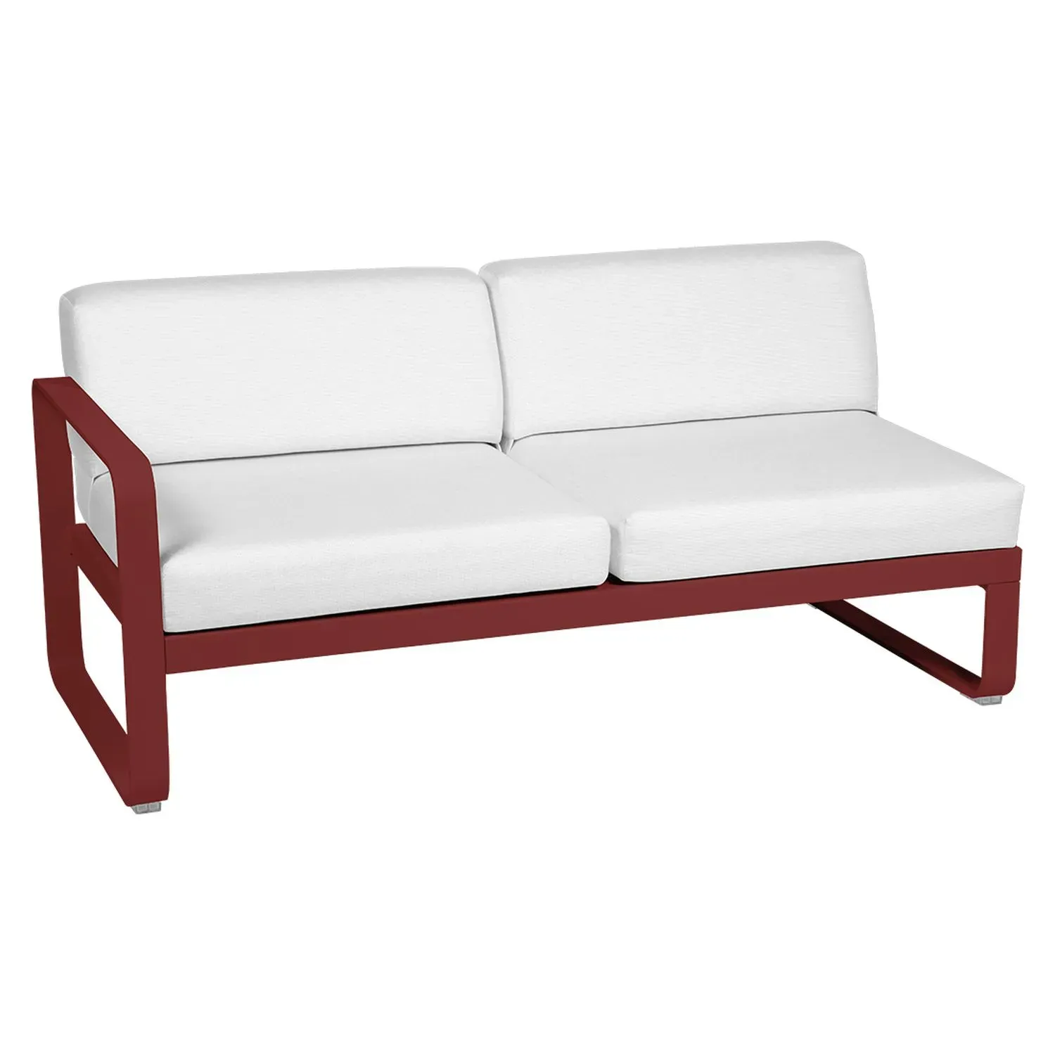 Fermob Canapé 2 places modulable gauche BELLEVIE - 43 piment - blanc grisé