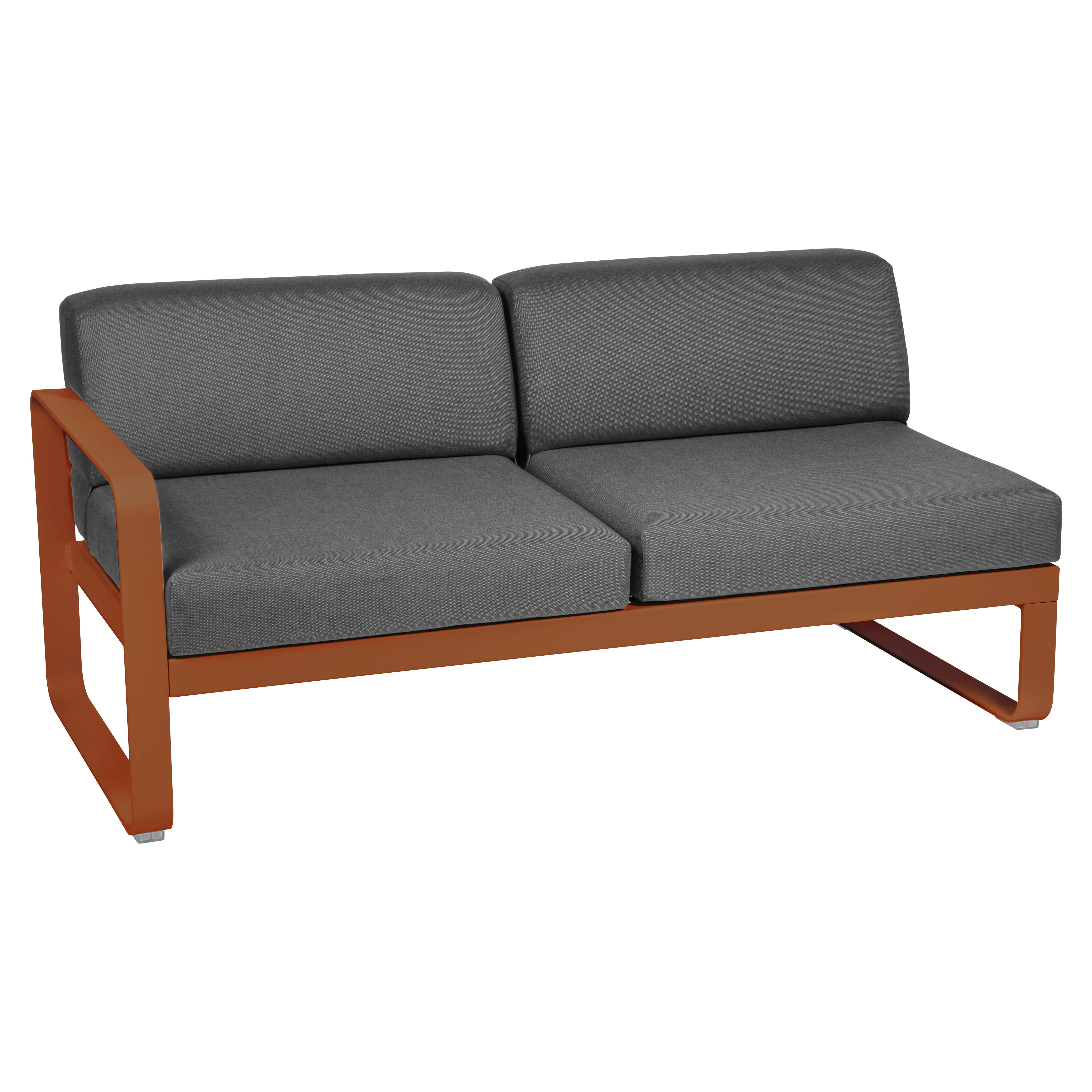 Fermob Canapé 2 places modulable gauche BELLEVIE - E2 orange confite - gris graphite