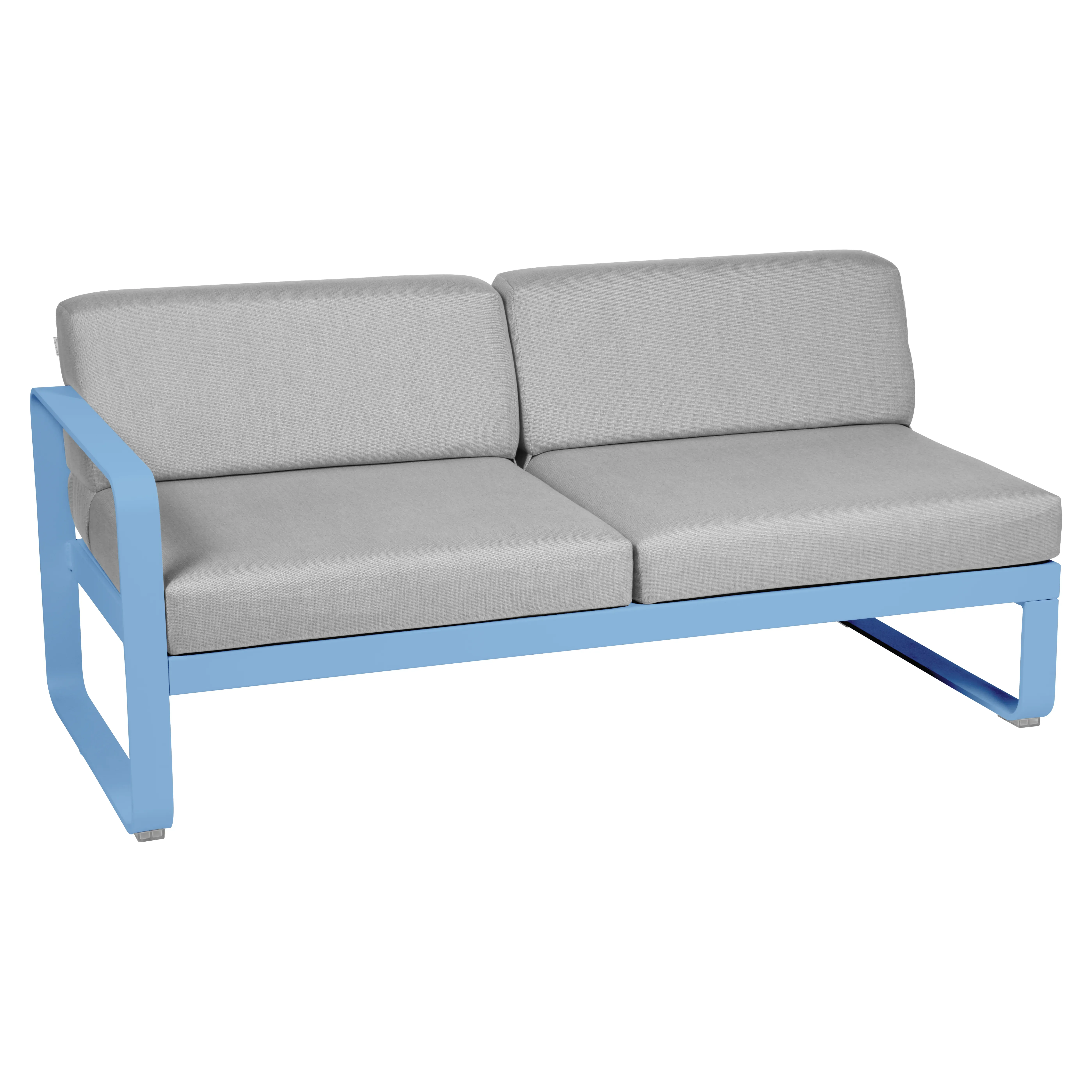 Fermob Canapé 2 places modulable gauche BELLEVIE - E1 bleu-maya - gris flanelle