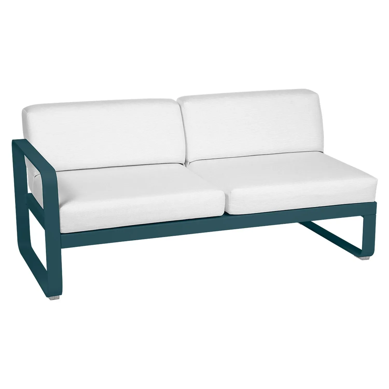 Fermob Canapé 2 places modulable gauche BELLEVIE - 21 bleu acapulco - blanc grisé