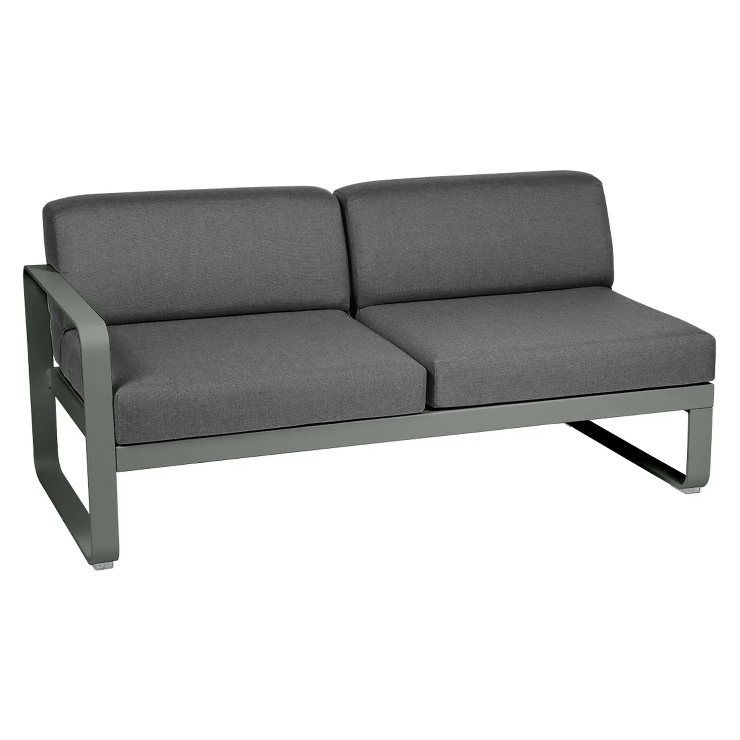 Fermob Canapé 2 places modulable gauche BELLEVIE - 48 romarin mat - gris graphite