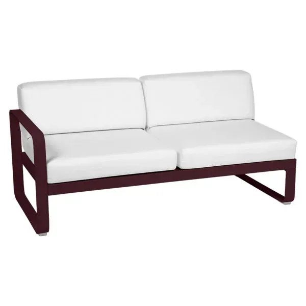 Fermob Canapé 2 places modulable gauche BELLEVIE - B9 cerise noire - blanc grisé