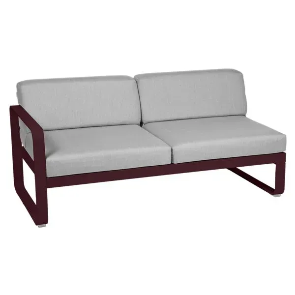 Fermob Canapé 2 places modulable gauche BELLEVIE - B9 cerise noire - gris flanelle