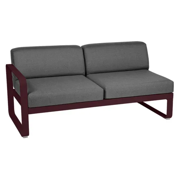 Fermob Canapé 2 places modulable gauche BELLEVIE - B9 cerise noire - gris graphite