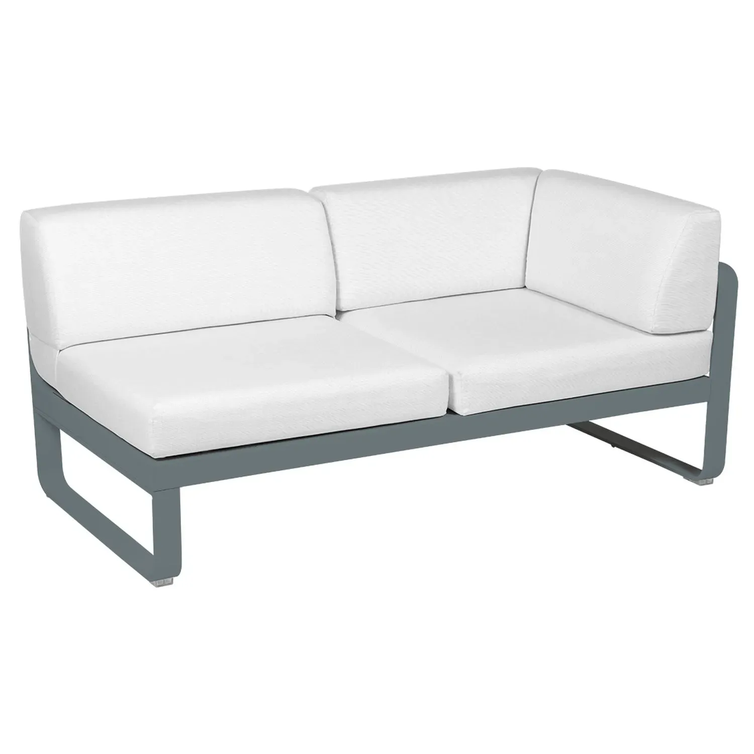 Fermob Canapé 2 places modulable angle droit BELLEVIE - 26 gris orage - blanc grisé