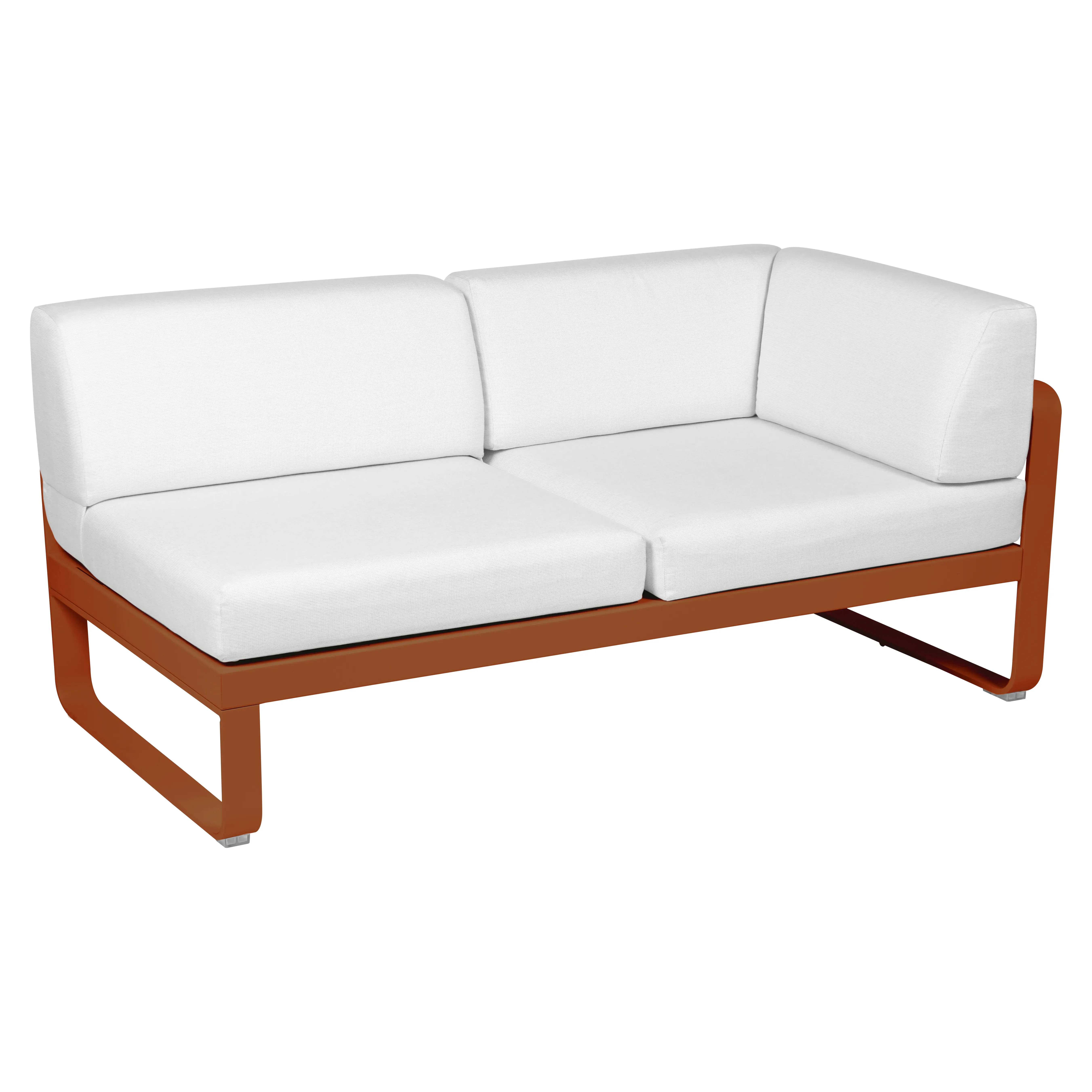Fermob Canapé 2 places modulable angle droit BELLEVIE - E2 orange confite - blanc grisé