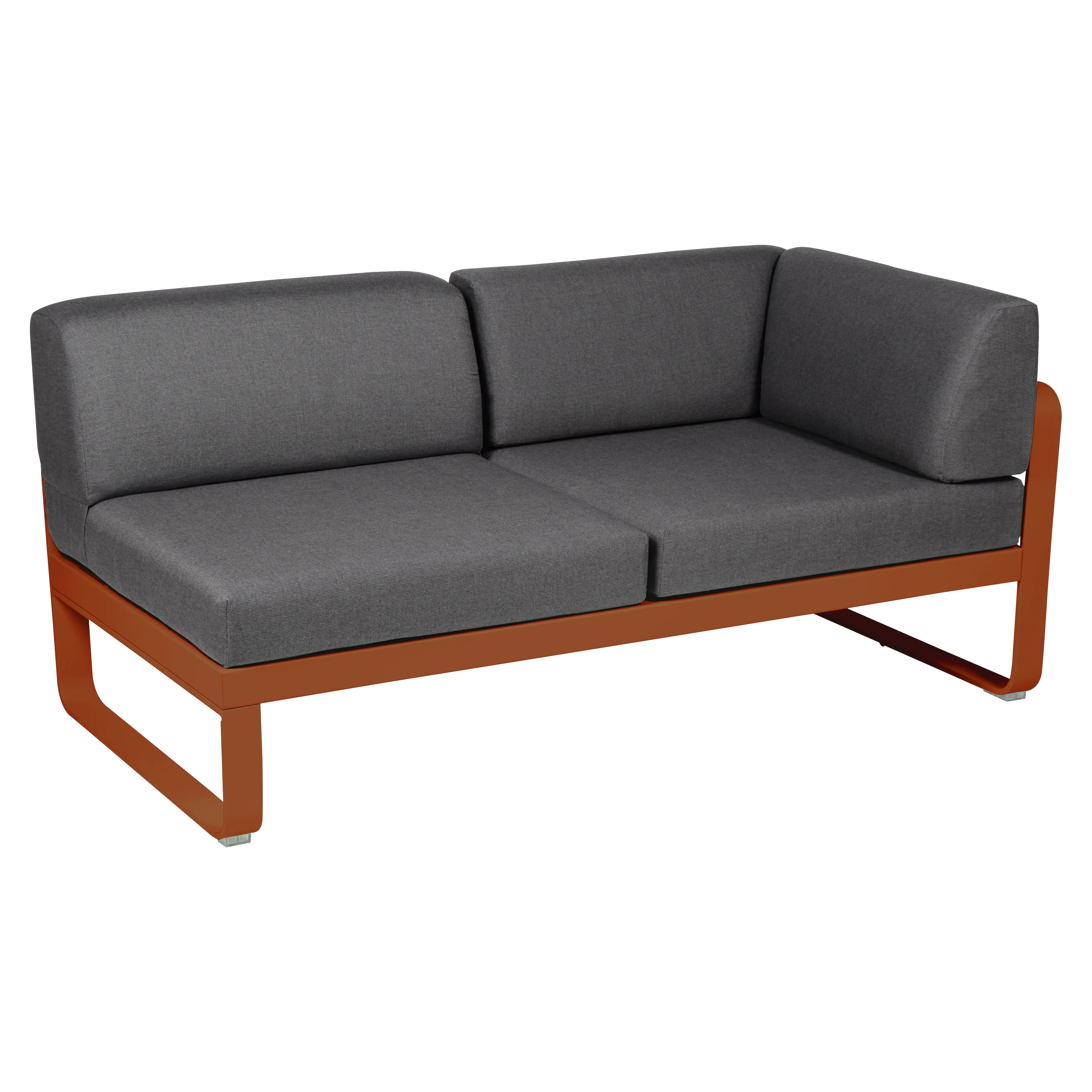 Fermob Canapé 2 places modulable angle droit BELLEVIE - E2 orange confite - gris graphite
