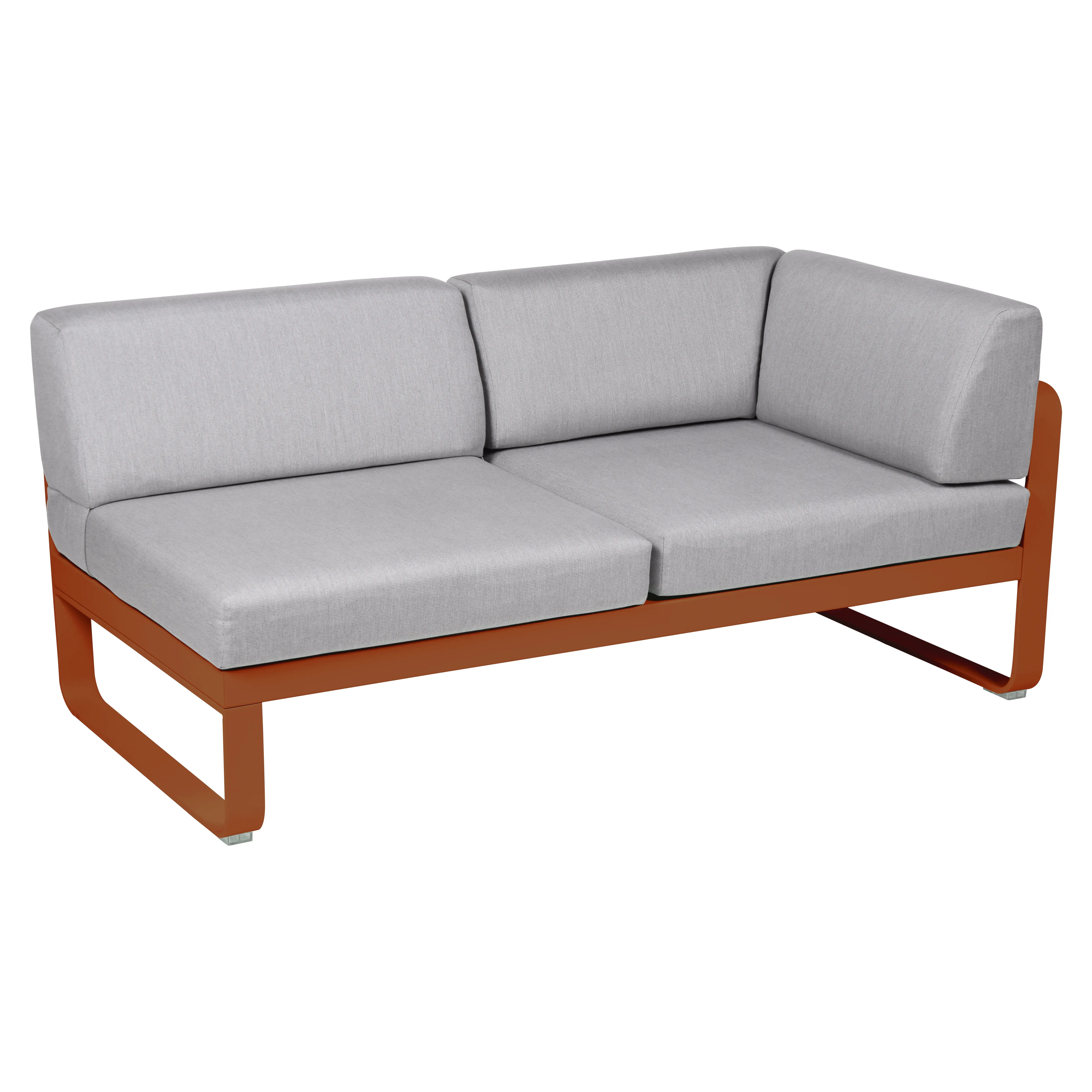 Fermob Canapé 2 places modulable angle droit BELLEVIE - E2 orange confite - gris flanelle