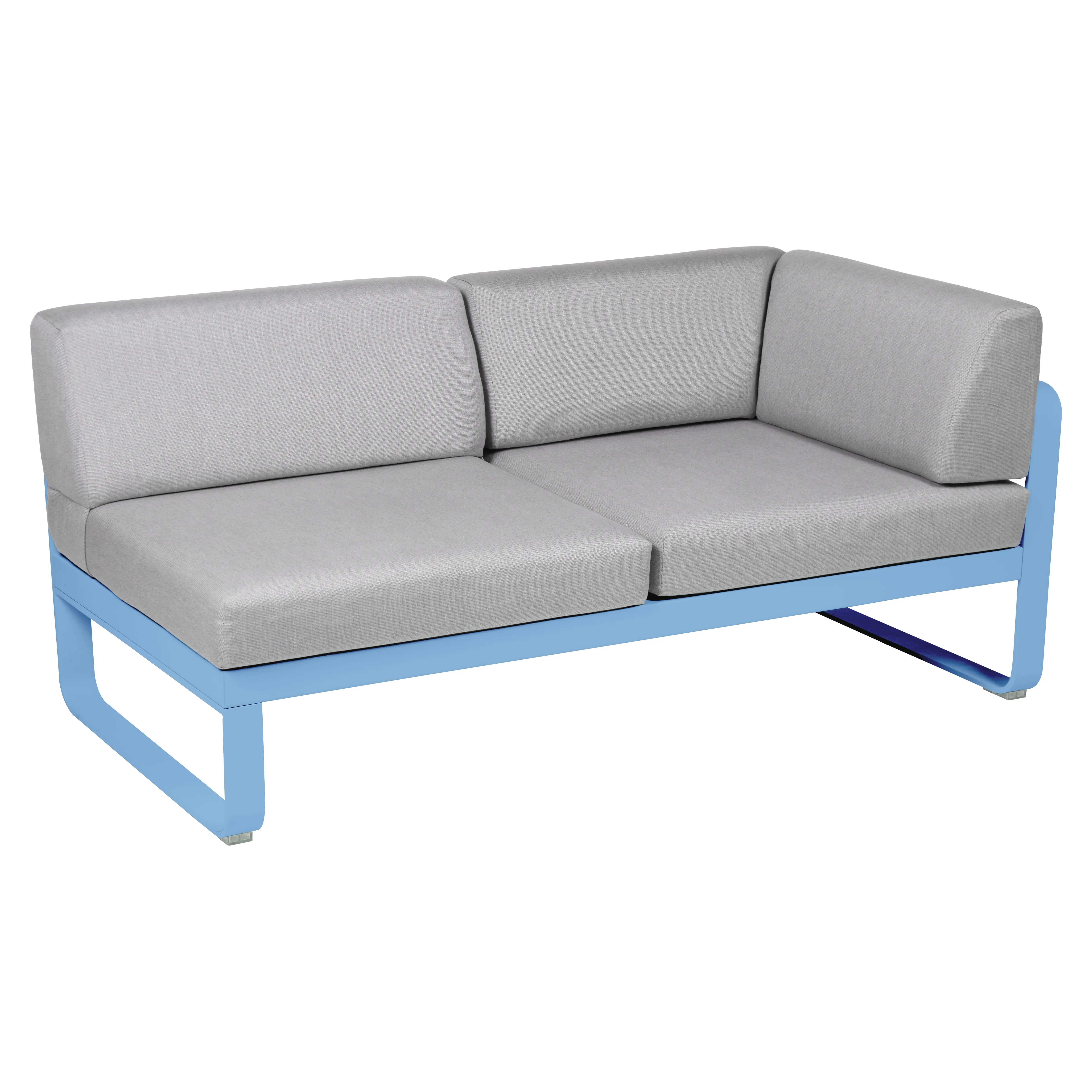 Fermob Canapé 2 places modulable angle droit BELLEVIE - E1 bleu-maya - gris flanelle