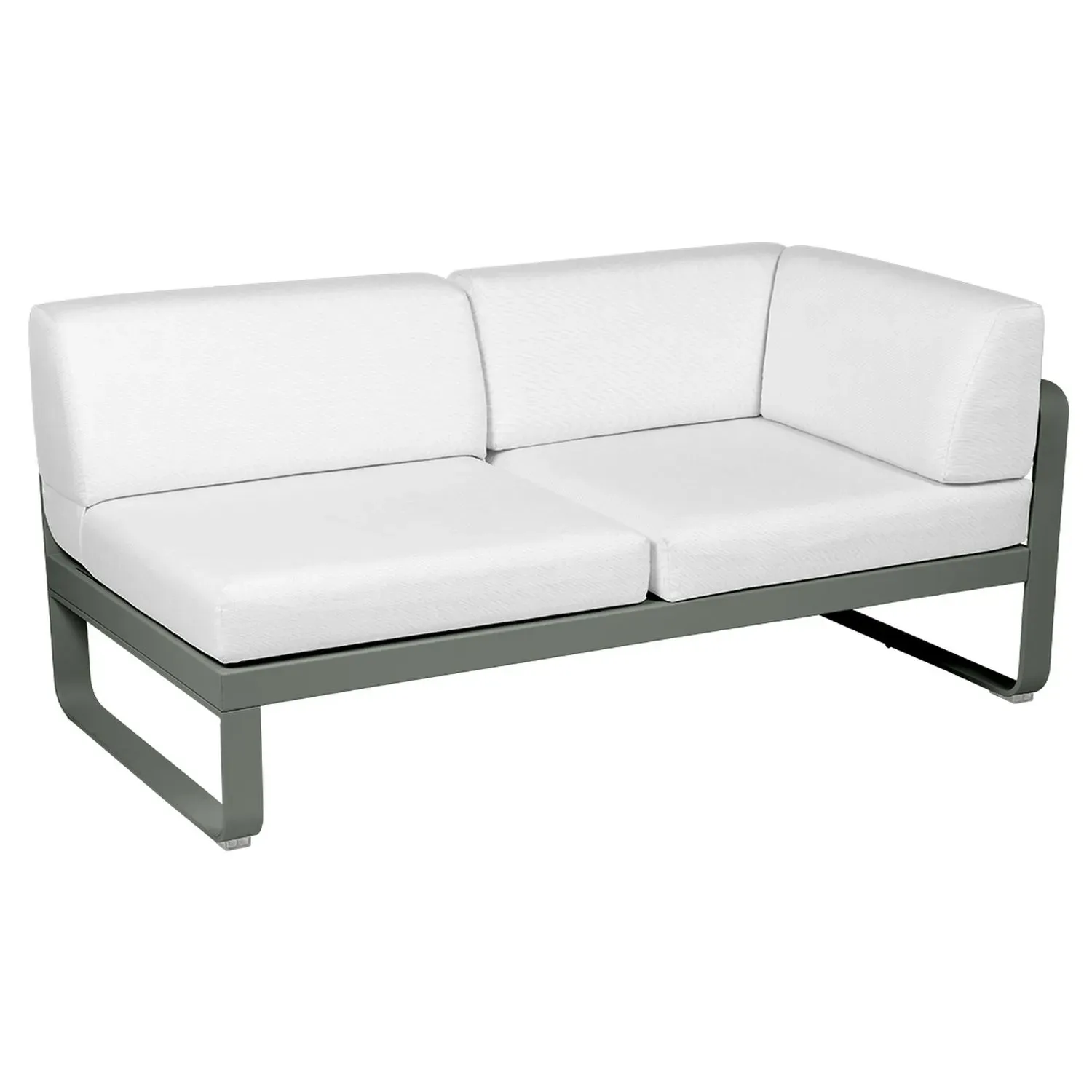 Fermob Canapé 2 places modulable angle droit BELLEVIE - 48 romarin mat - blanc grisé